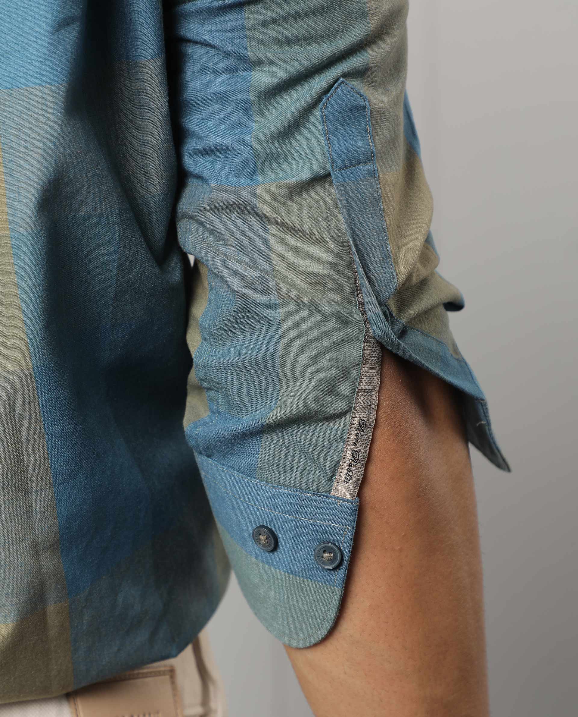 Rare Rabbit Men's Vasco Blue Regular Fit Full Sleeve Spread Collar Shirt - Image 5