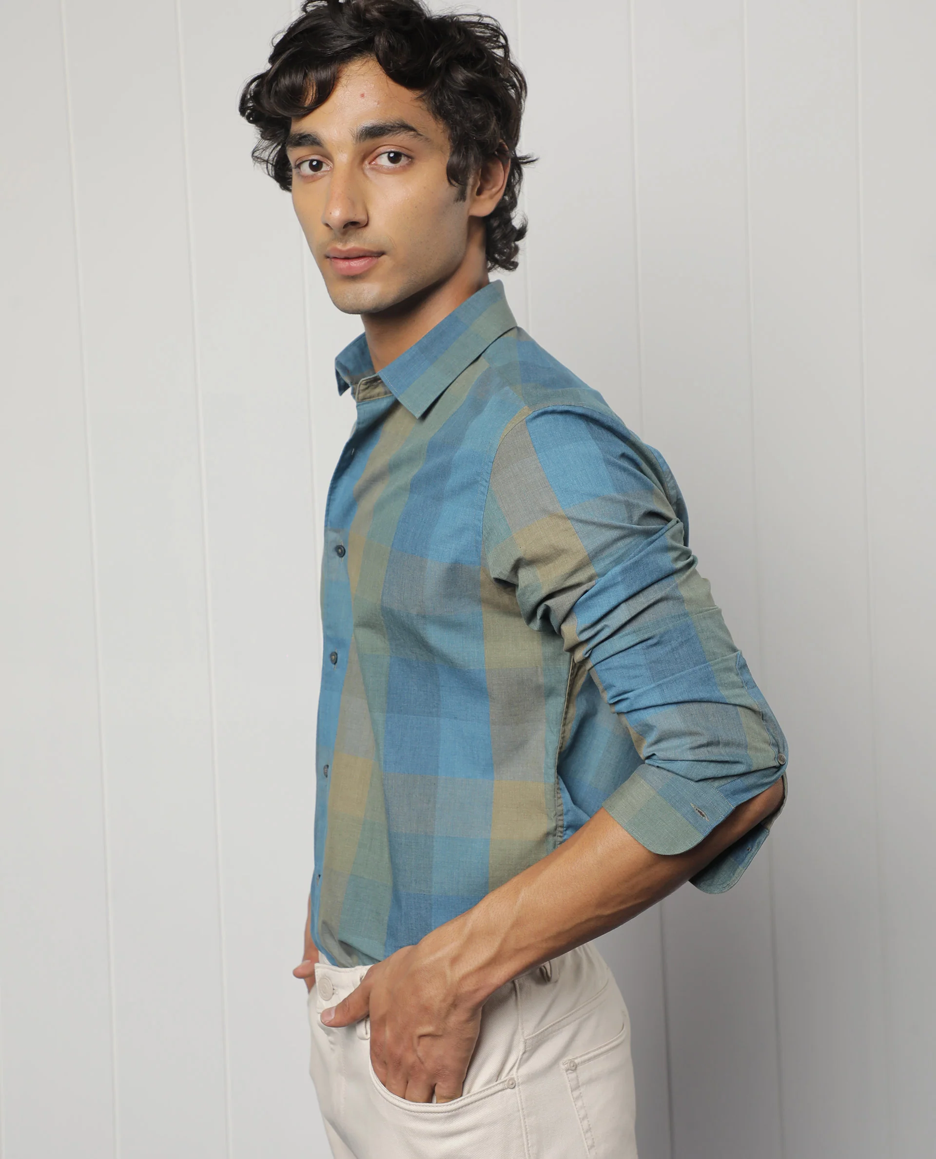 Rare Rabbit Men's Vasco Blue Regular Fit Full Sleeve Spread Collar Shirt - Image 6