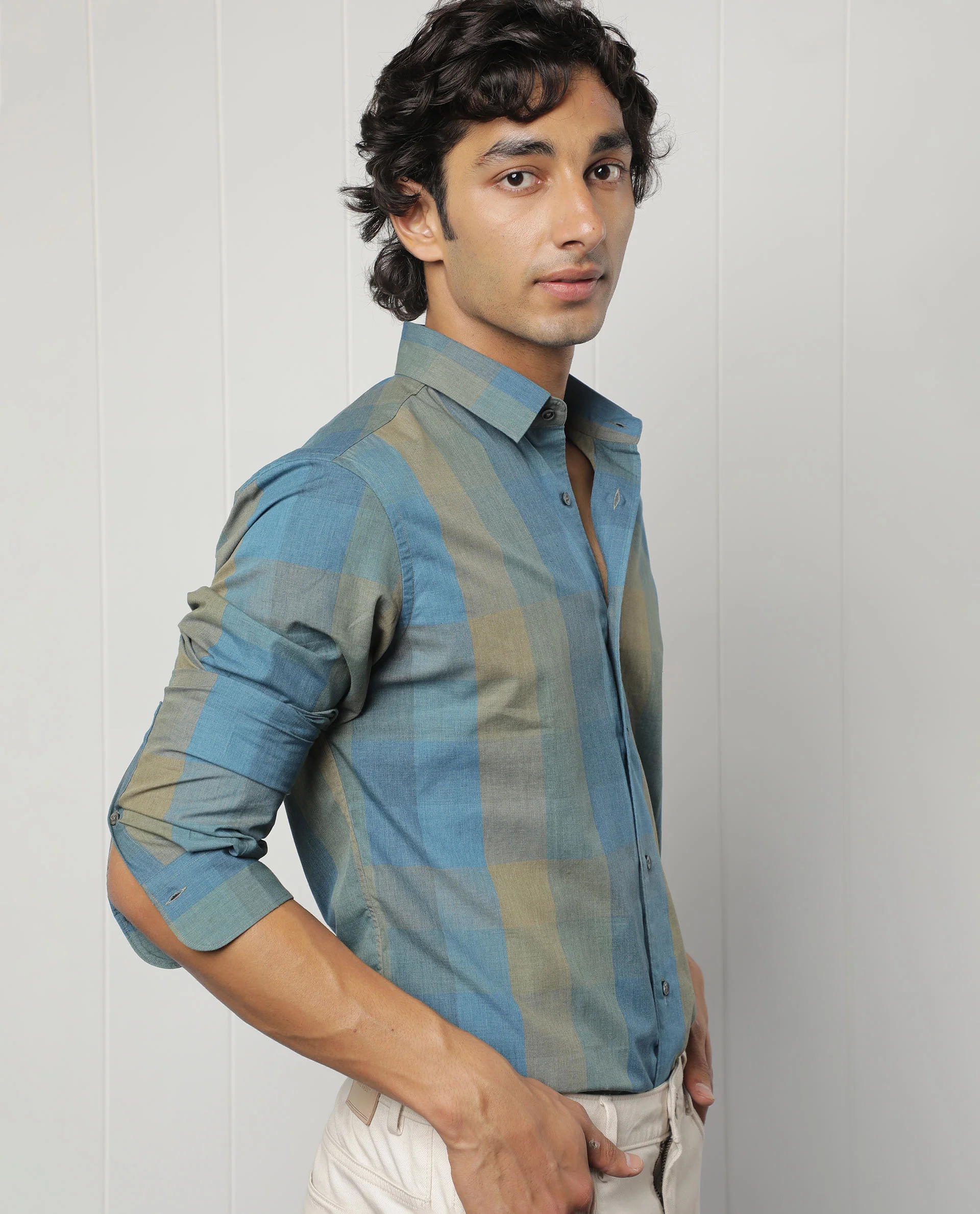 Rare Rabbit Men's Vasco Blue Regular Fit Full Sleeve Spread Collar Shirt - Image 7