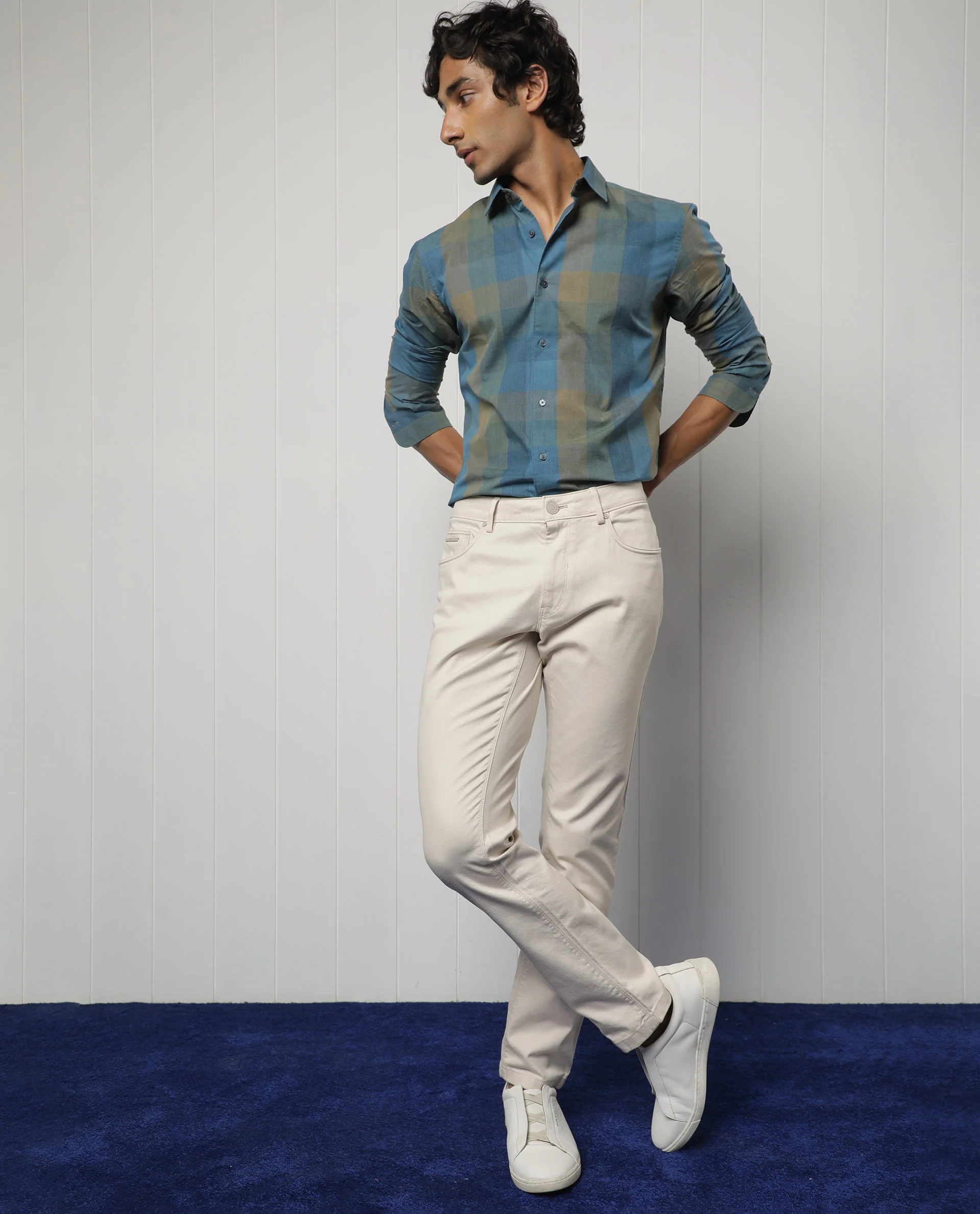 Rare Rabbit Men's Vasco Blue Regular Fit Full Sleeve Spread Collar Shirt - Image 8