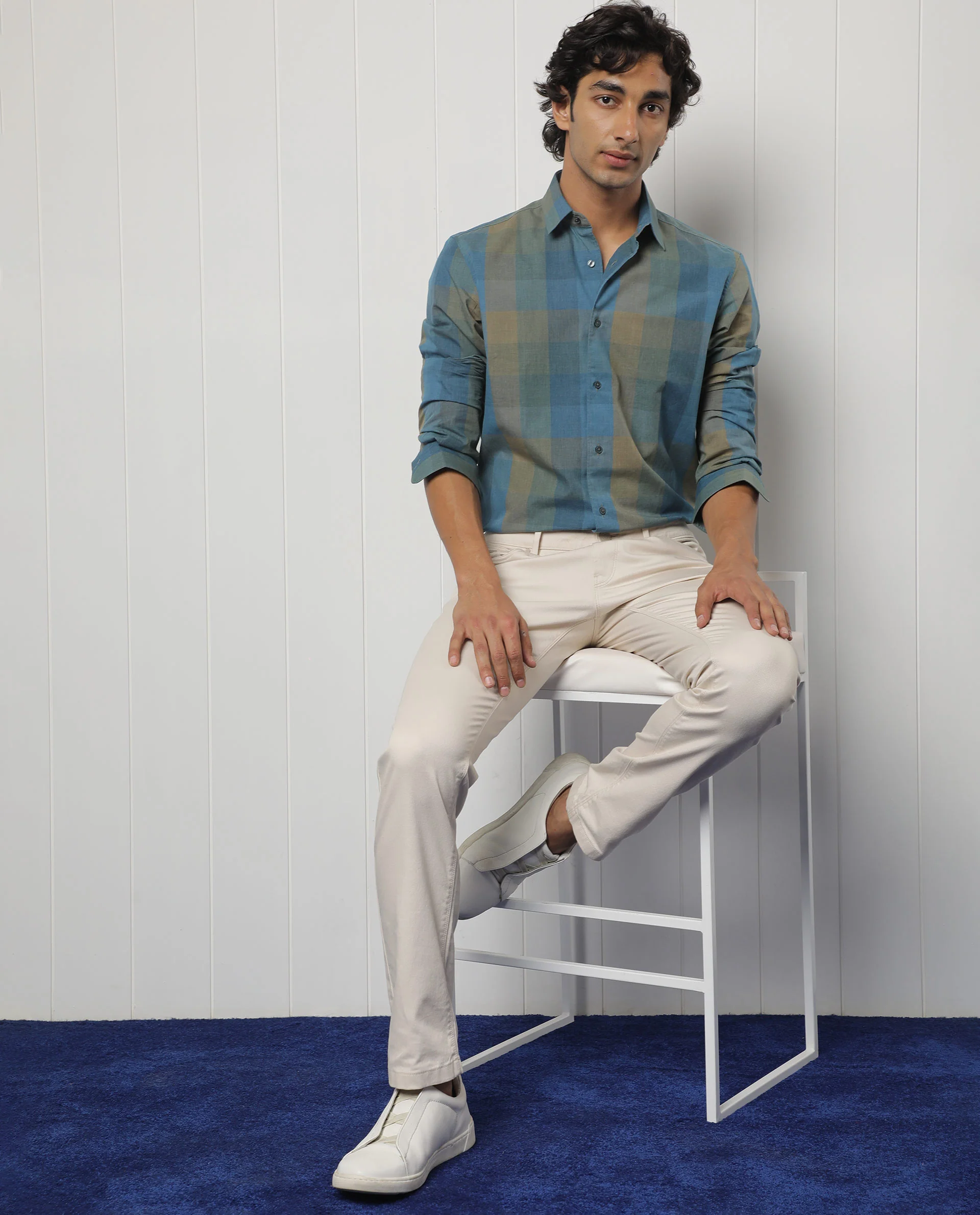Rare Rabbit Men's Vasco Blue Regular Fit Full Sleeve Spread Collar Shirt - Image 9