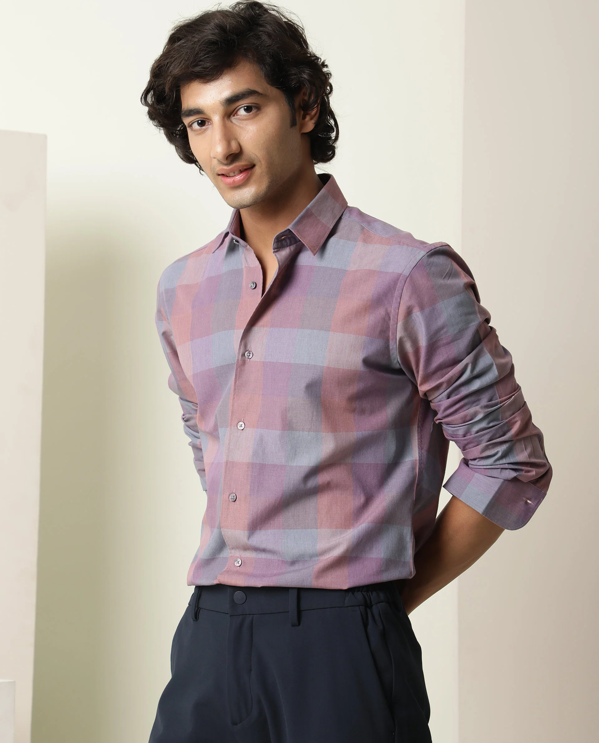 Rare Rabbit Men's Vasco Pink Regular Fit Full Sleeve Spread Collar Shirt - Image 5
