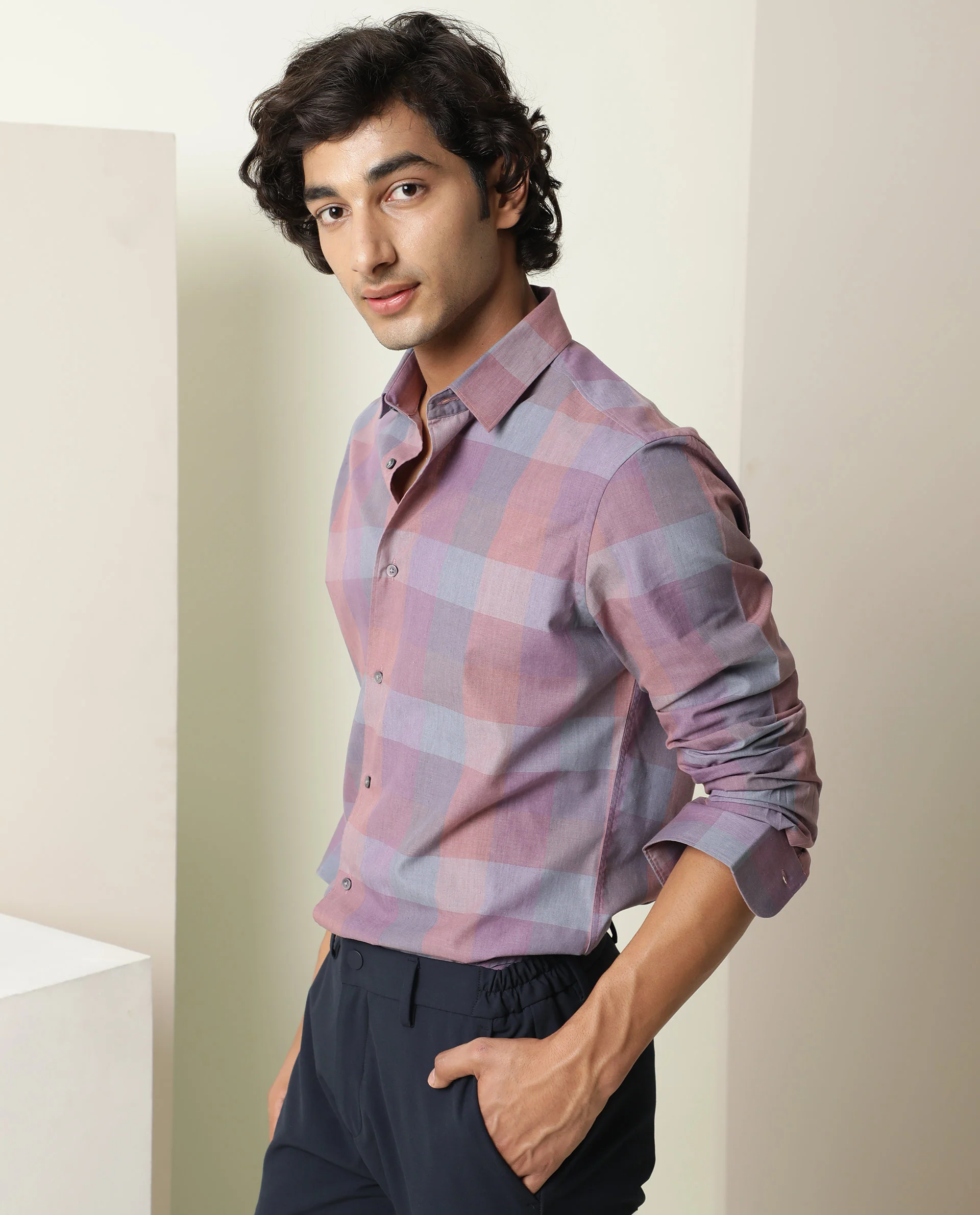 Rare Rabbit Men's Vasco Pink Regular Fit Full Sleeve Spread Collar Shirt - Image 7