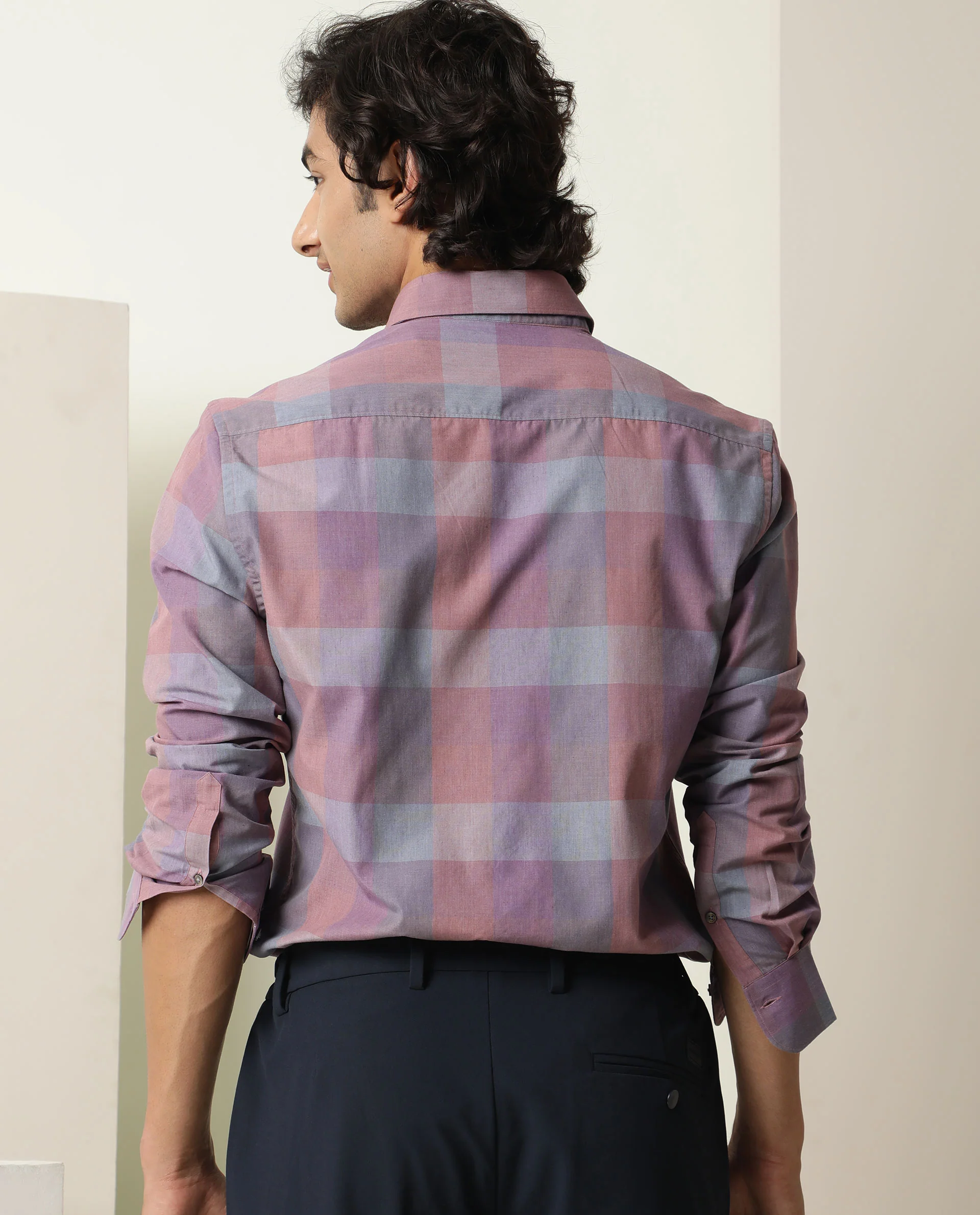 Rare Rabbit Men's Vasco Pink Regular Fit Full Sleeve Spread Collar Shirt - Image 9