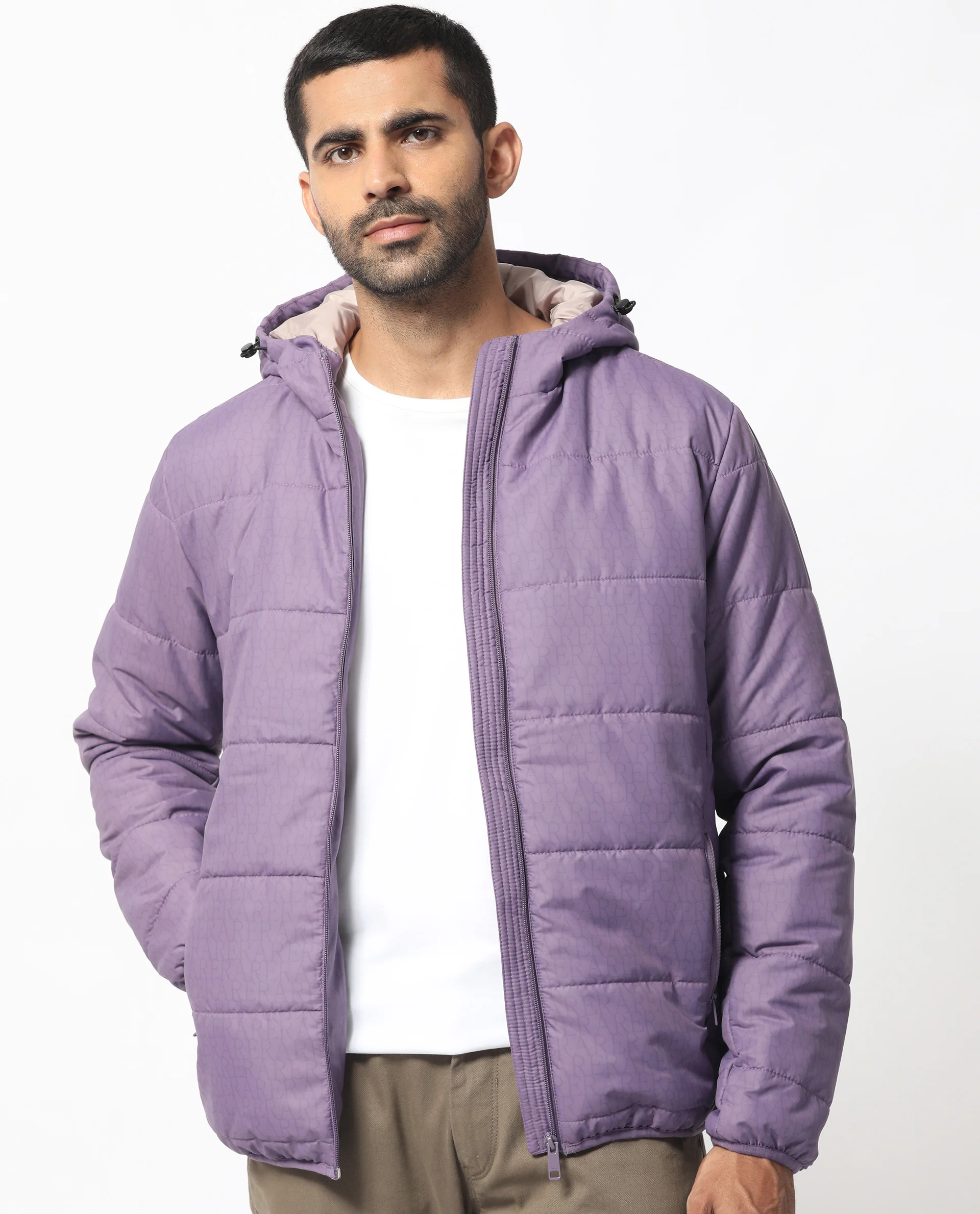 Rare Rabbit Men's Vasto Purple Polyester Monogram Print Regular Fit Full Sleeve Hooded Jacket - Image 8