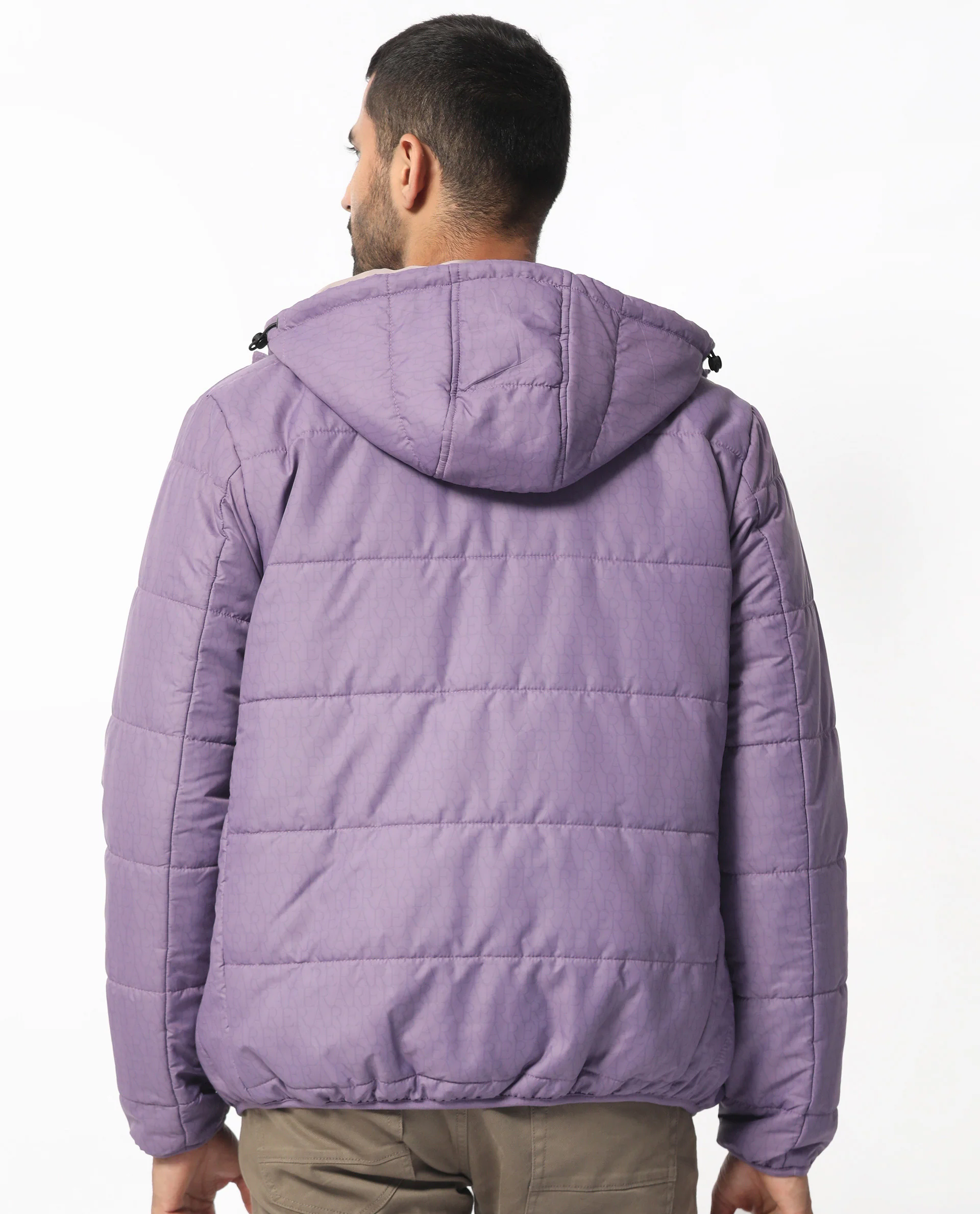 Rare Rabbit Men's Vasto Purple Polyester Monogram Print Regular Fit Full Sleeve Hooded Jacket - Image 9