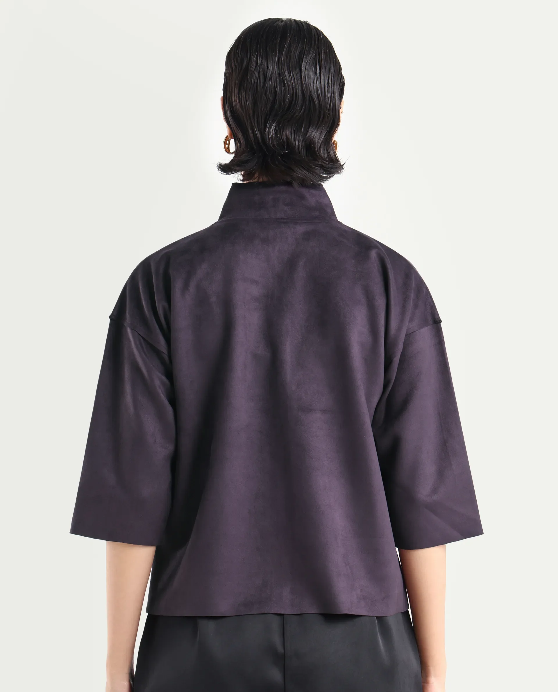 Rareism Women's Vasu-25 Purple Polyester Blend Crew Neck Regular Fit Jacket - Image 7
