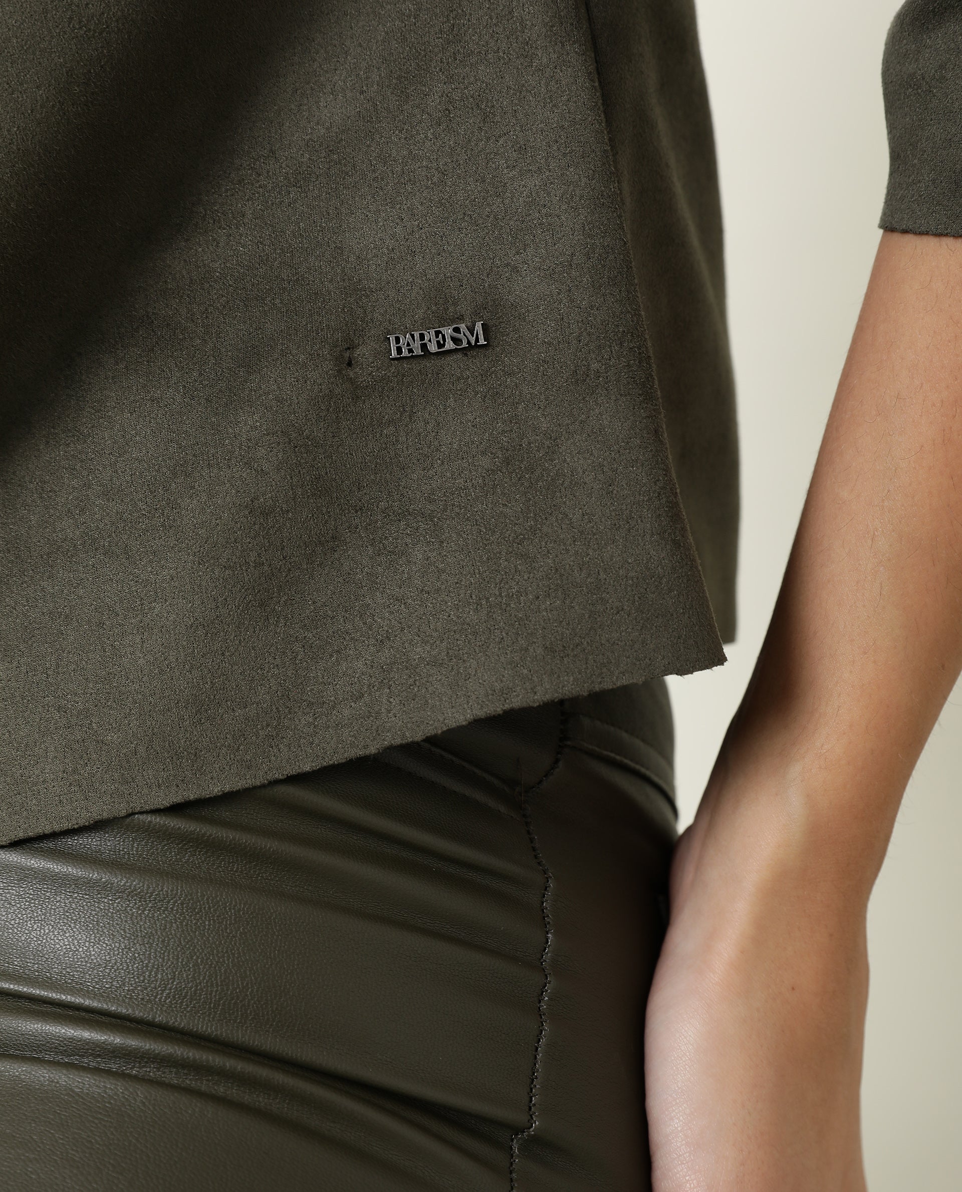 Rareism Women's Vasu Olive Polyester High Neck Plain Regular Fit Jacket - Image 6