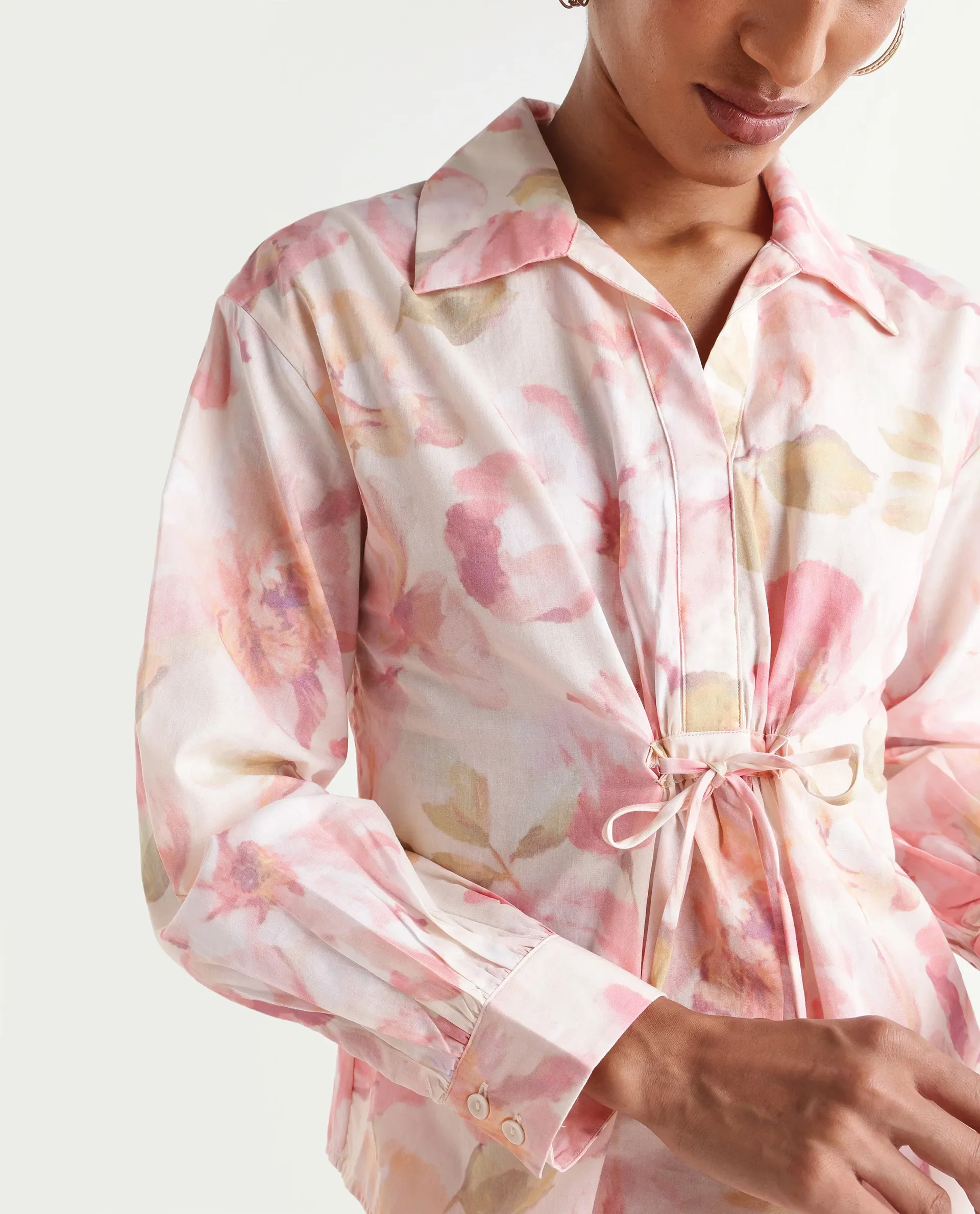 Rareism Women's Vatia Light Multi Cotton Spread Collar Relaxed Floral Print Top - Image 3