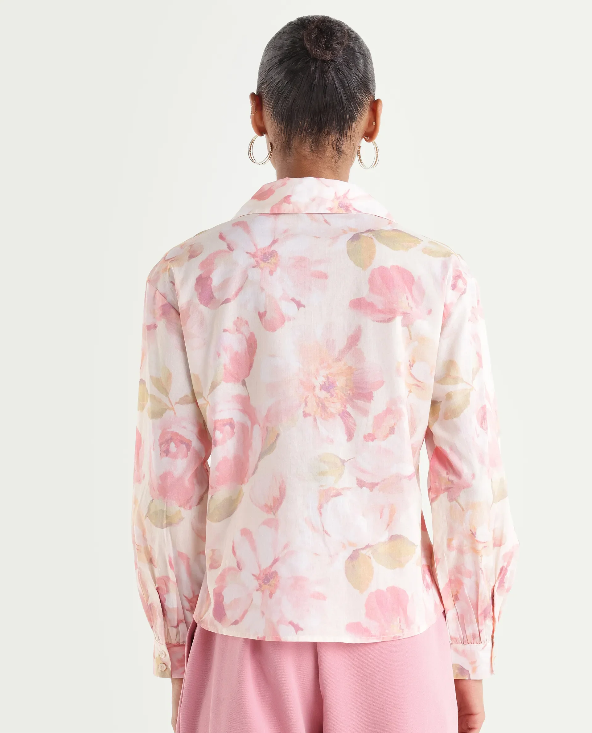 Rareism Women's Vatia Light Multi Cotton Spread Collar Relaxed Floral Print Top - Image 6