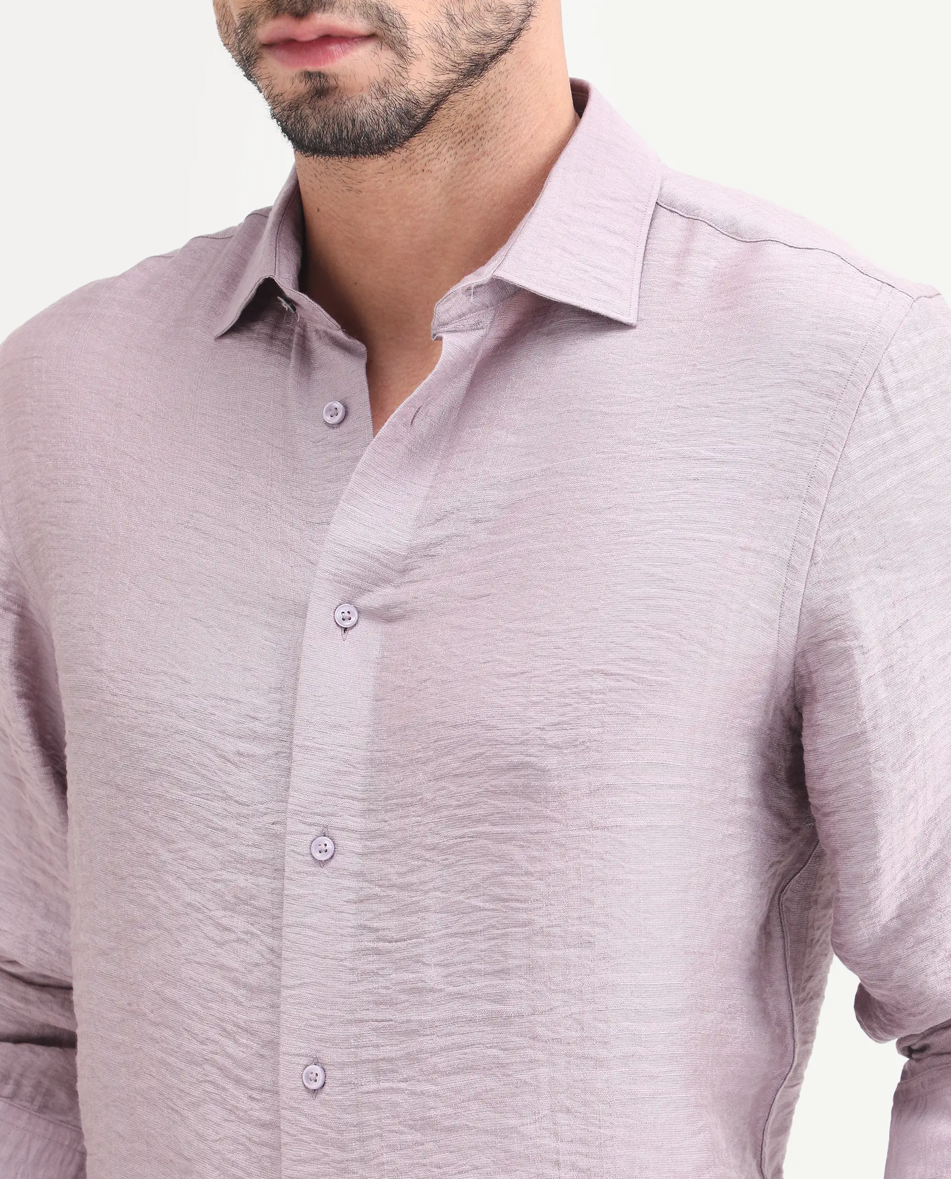 Rare Rabbit Men's Vaxon-26 Pastel Purple Viscose Blend Full Sleeve Spread Collar Regular Fit Checked Shirt - Image 3