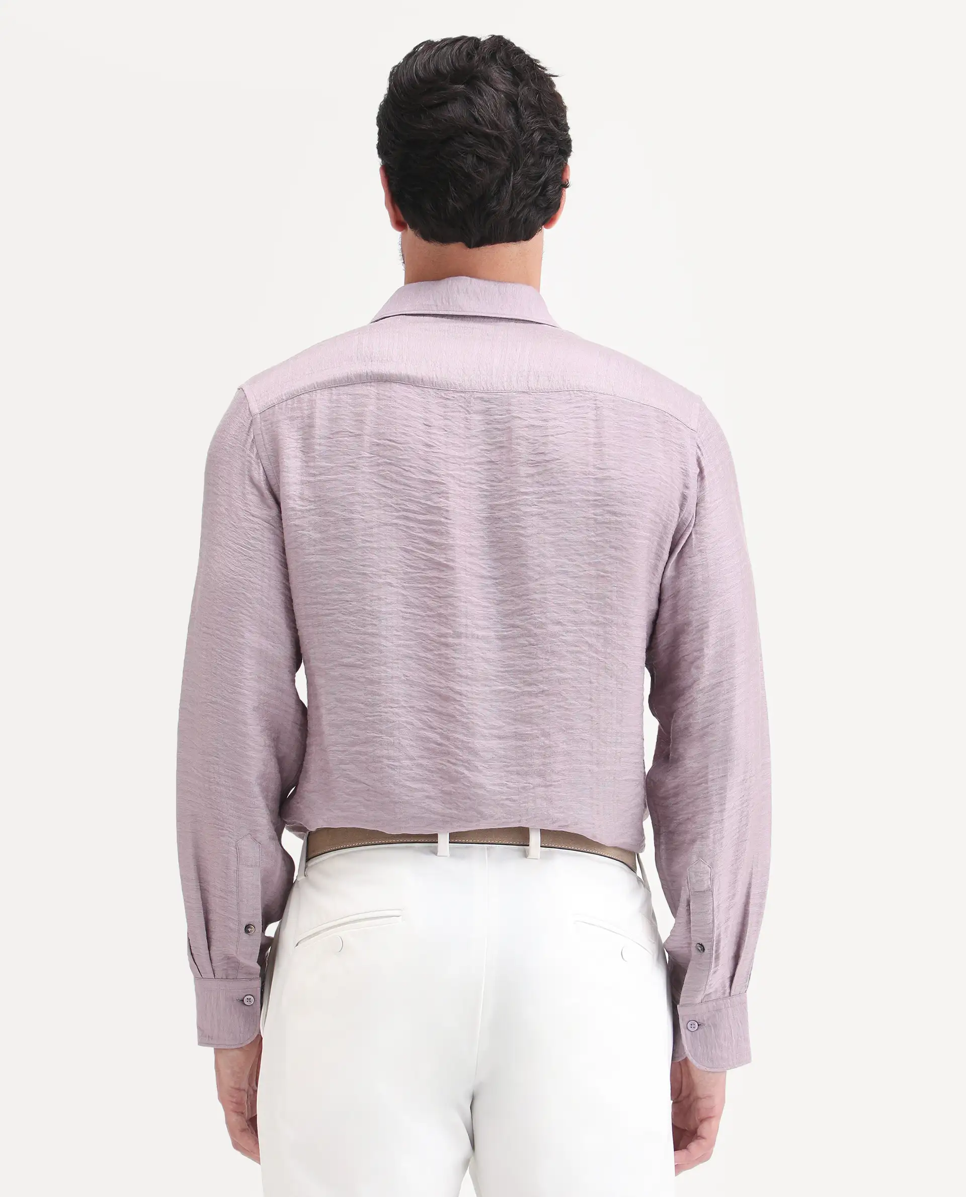 Rare Rabbit Men's Vaxon-26 Pastel Purple Viscose Blend Full Sleeve Spread Collar Regular Fit Checked Shirt - Image 7