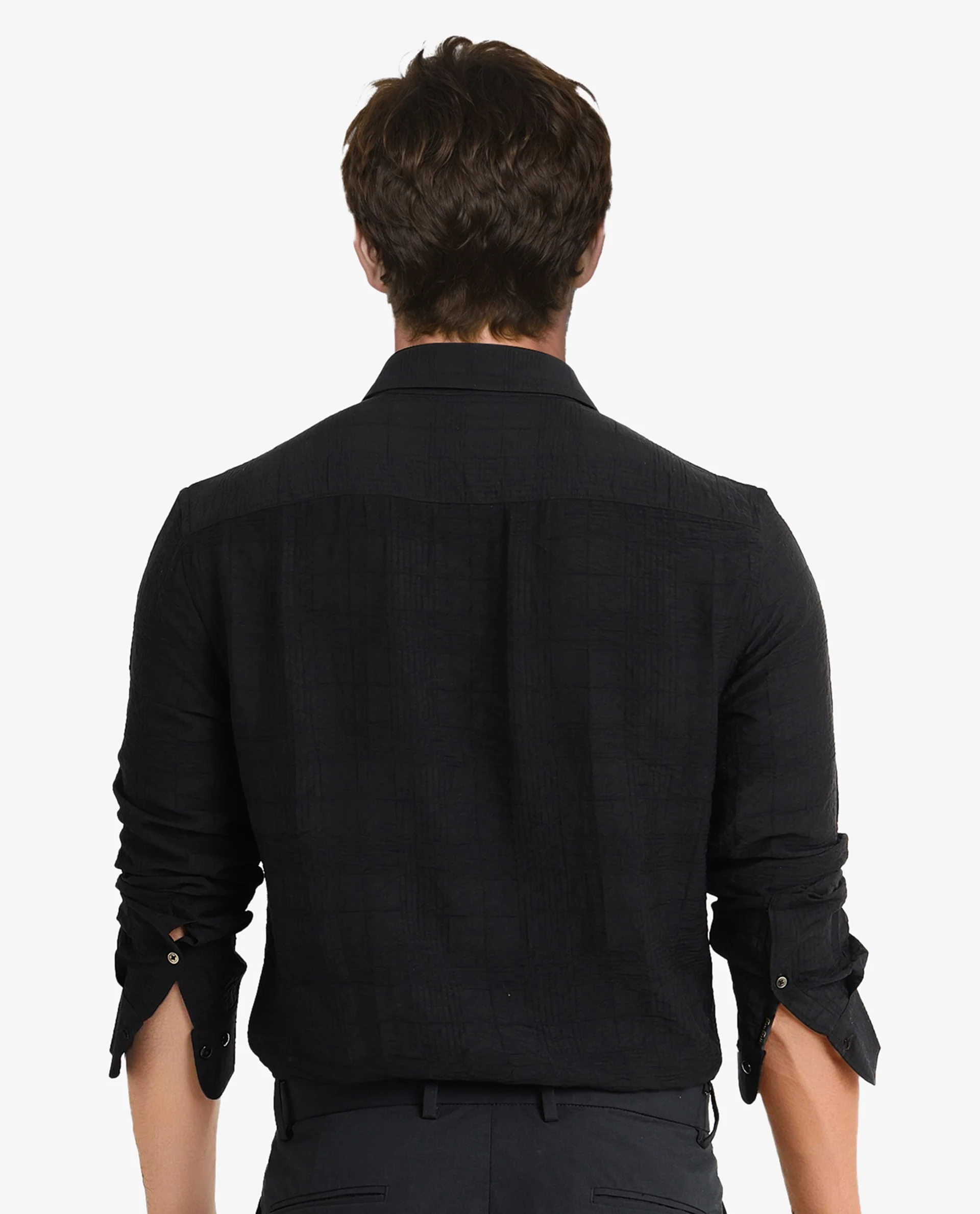 Rare Rabbit Men's Vaxon Black Viscose Checked Print Regular Fit Full Sleeve Collared Shirt - Image 4