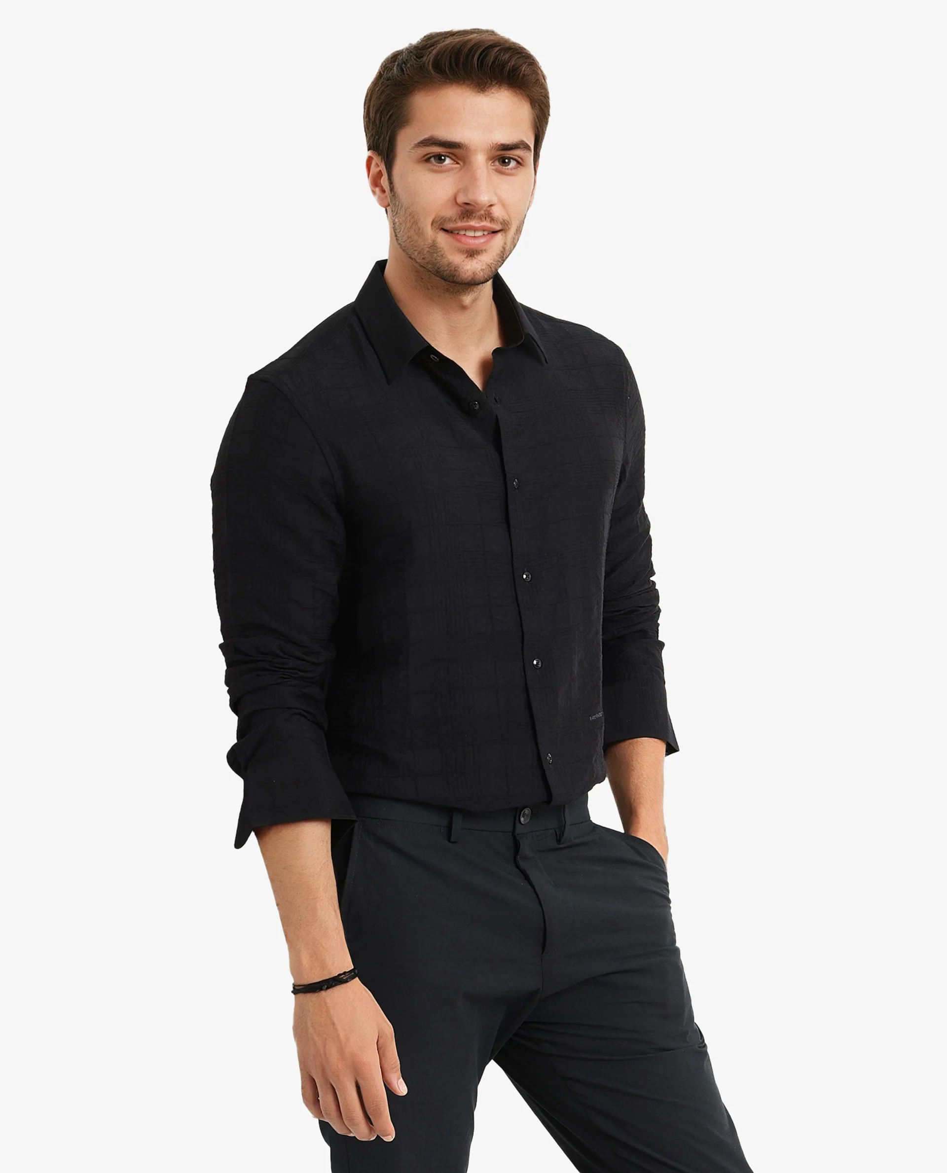 Rare Rabbit Men's Vaxon Black Viscose Checked Print Regular Fit Full Sleeve Collared Shirt - Image 7