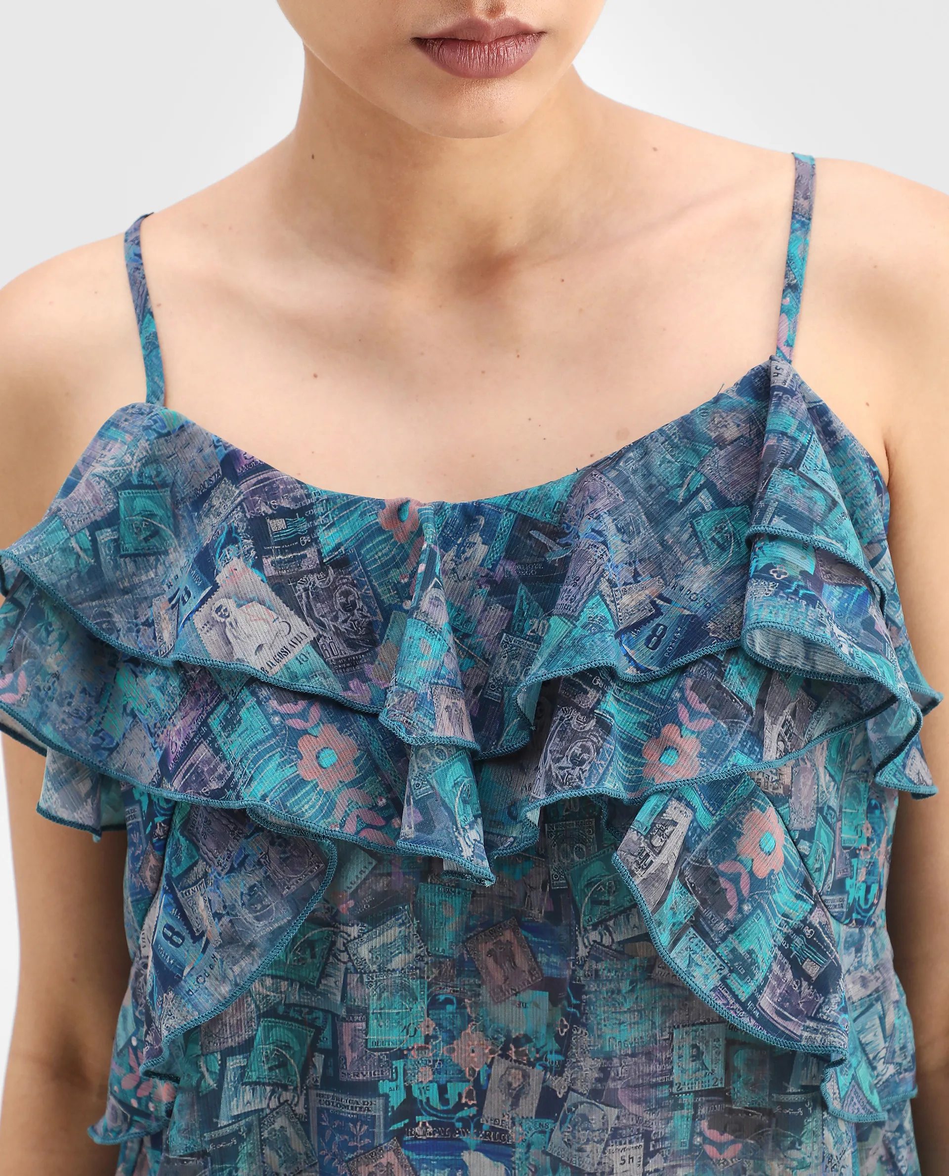 Rareism Women's Vciktg Multi Polyester V-Neck Object Print Sleeveless Regular Fit Top - Image 4