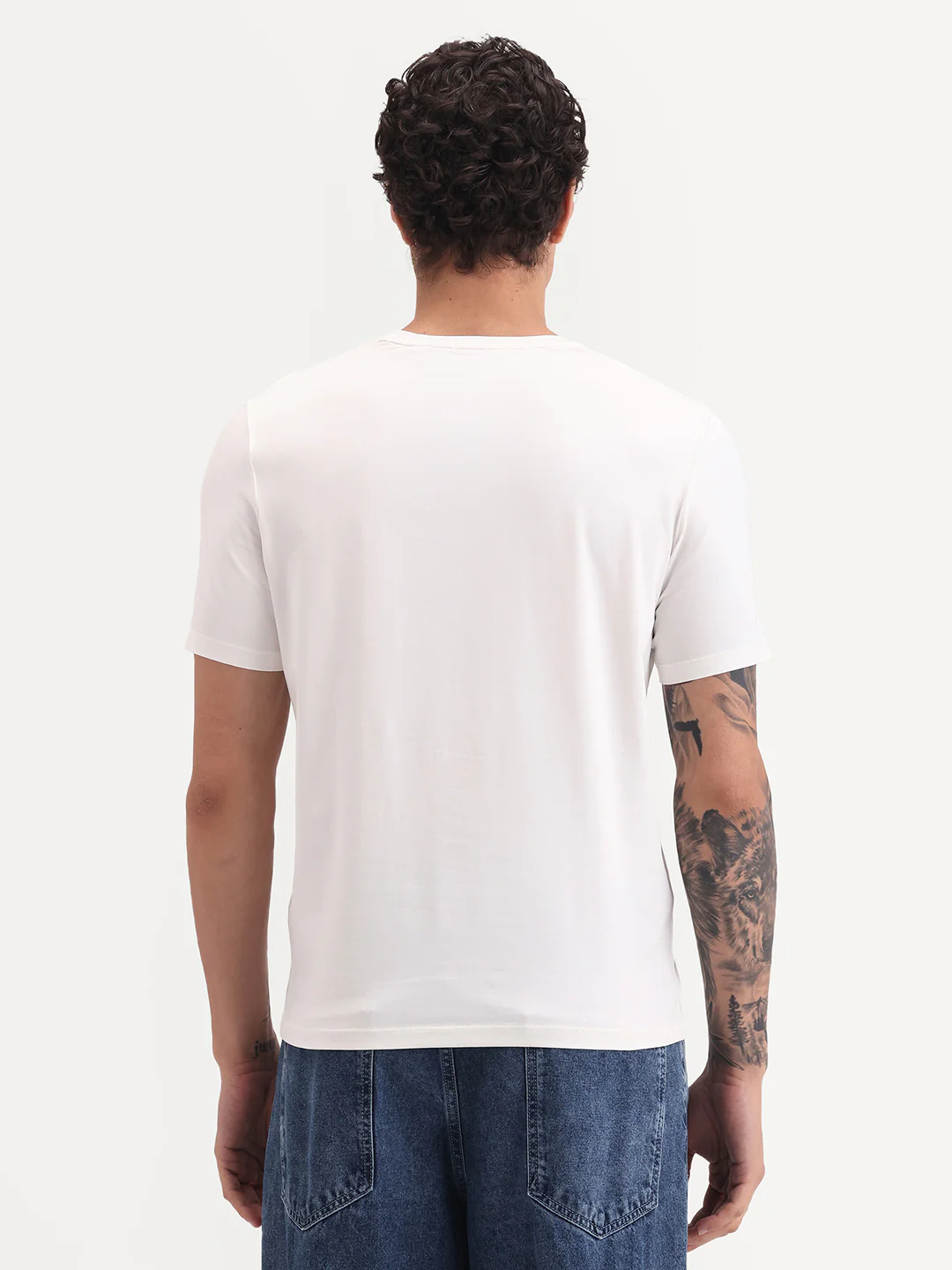 Rare Rabbit Men's Vday Off White Cotton Blend Fabric Half Sleeve Crew Neck Regular Fit Graphic Print T-Shirt - Image 7
