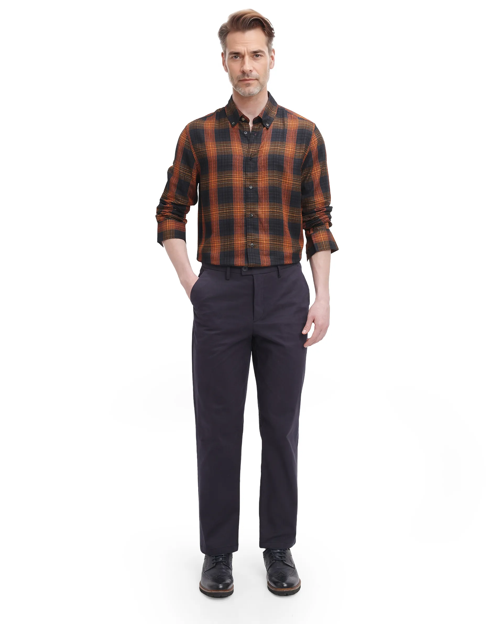 Rare Rabbit Men's Veil Black Checked Print Regular Fit Full Sleeve Collared Shirt - Image 2
