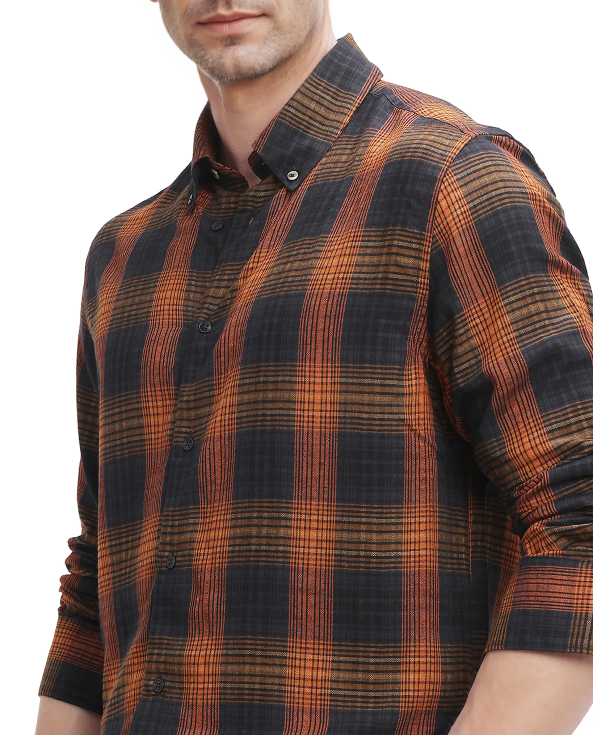 Rare Rabbit Men's Veil Black Checked Print Regular Fit Full Sleeve Collared Shirt - Image 3