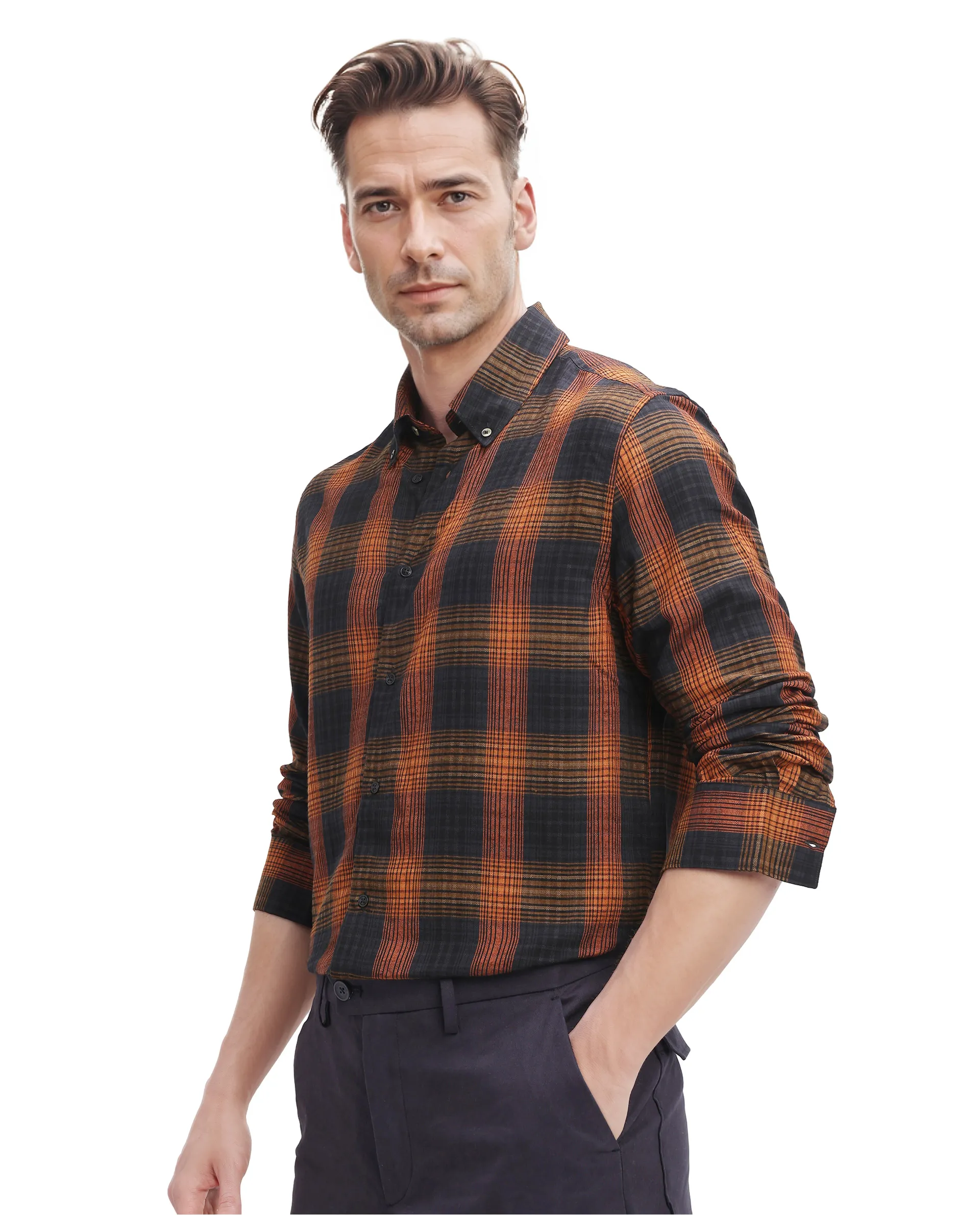 Rare Rabbit Men's Veil Black Checked Print Regular Fit Full Sleeve Collared Shirt - Image 5