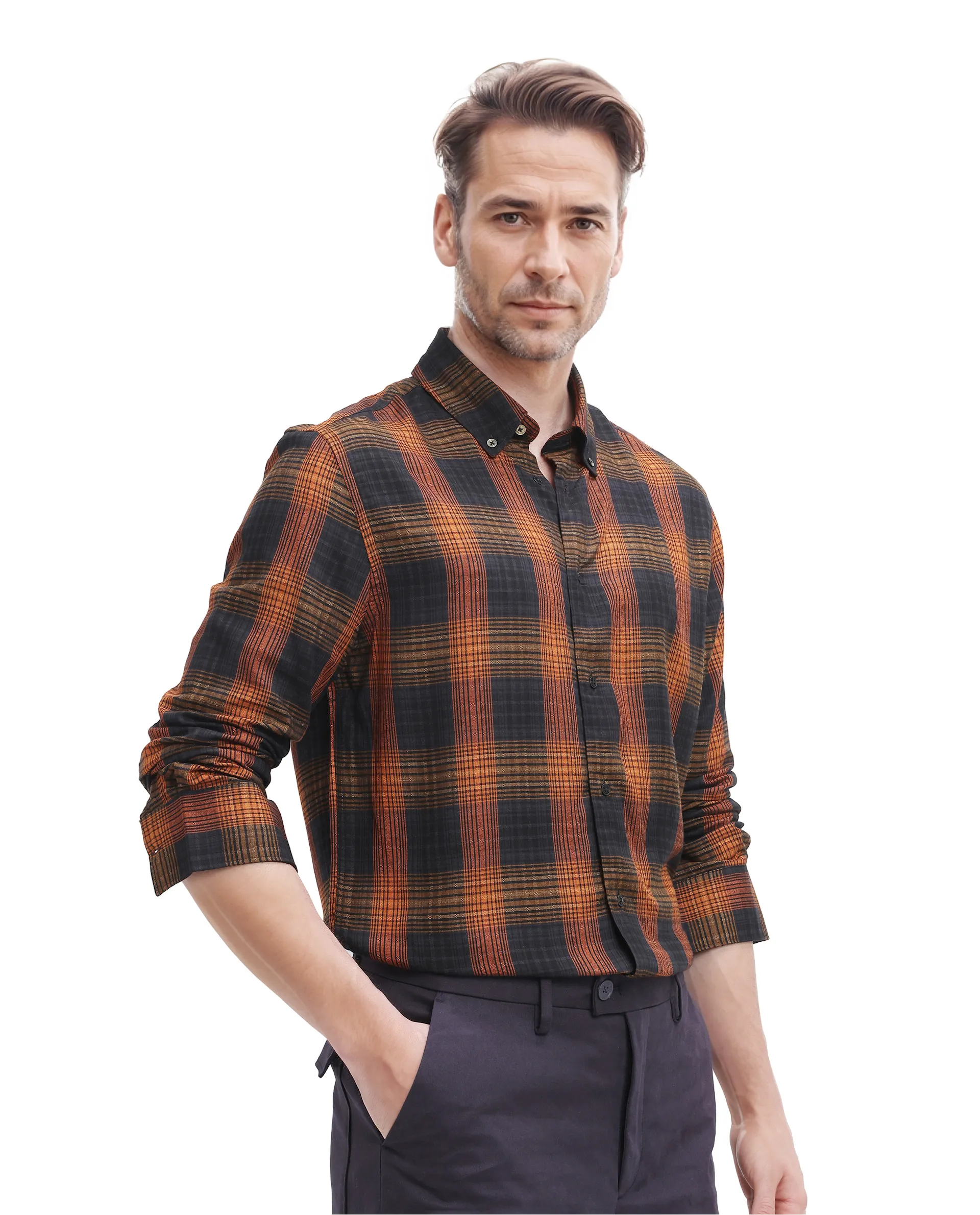 Rare Rabbit Men's Veil Black Checked Print Regular Fit Full Sleeve Collared Shirt - Image 6