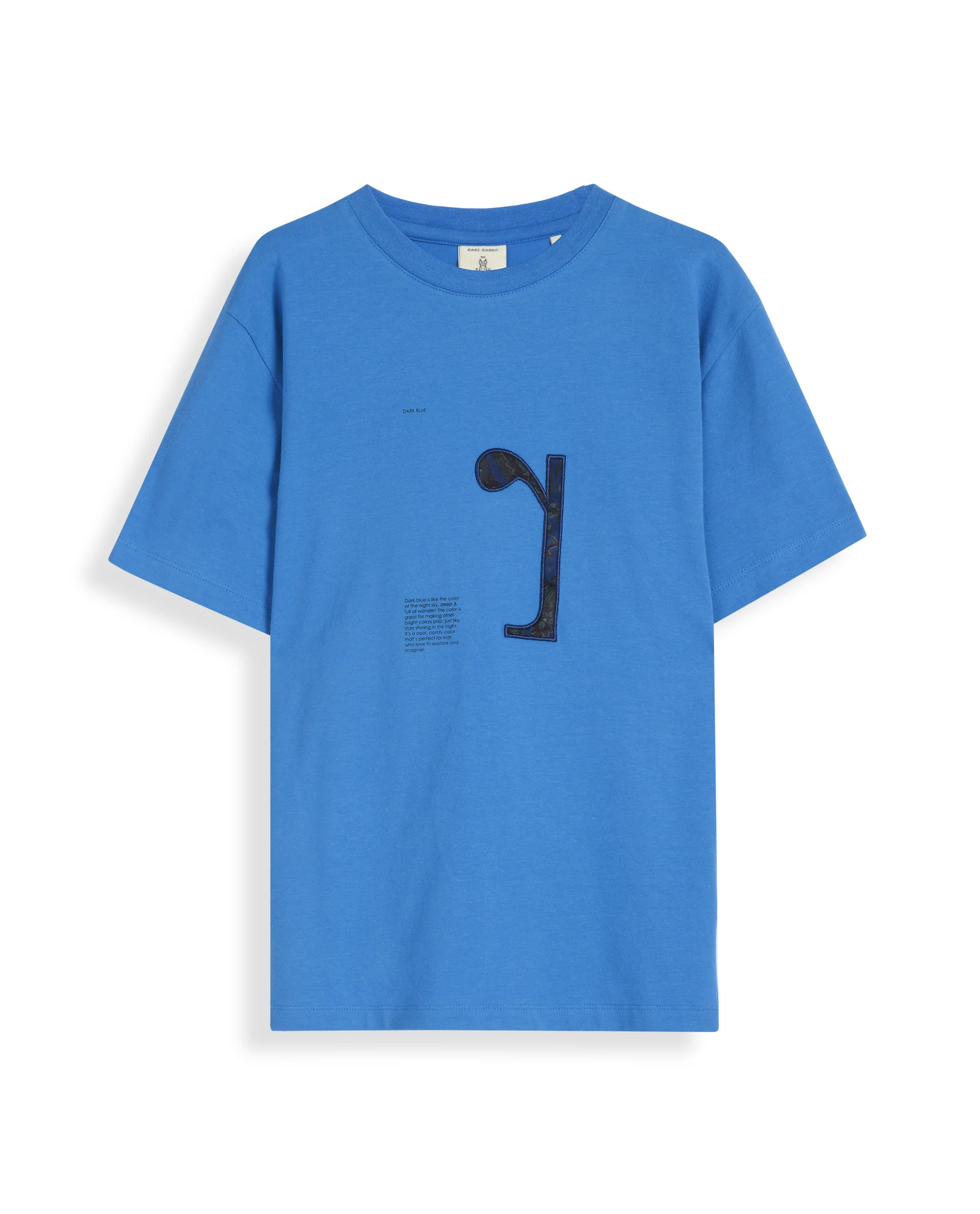 Rare Ones Kids Vel Blue Cotton Blend Half Sleeves Crew Neck Embroidered Print T-Shirt - Image 2