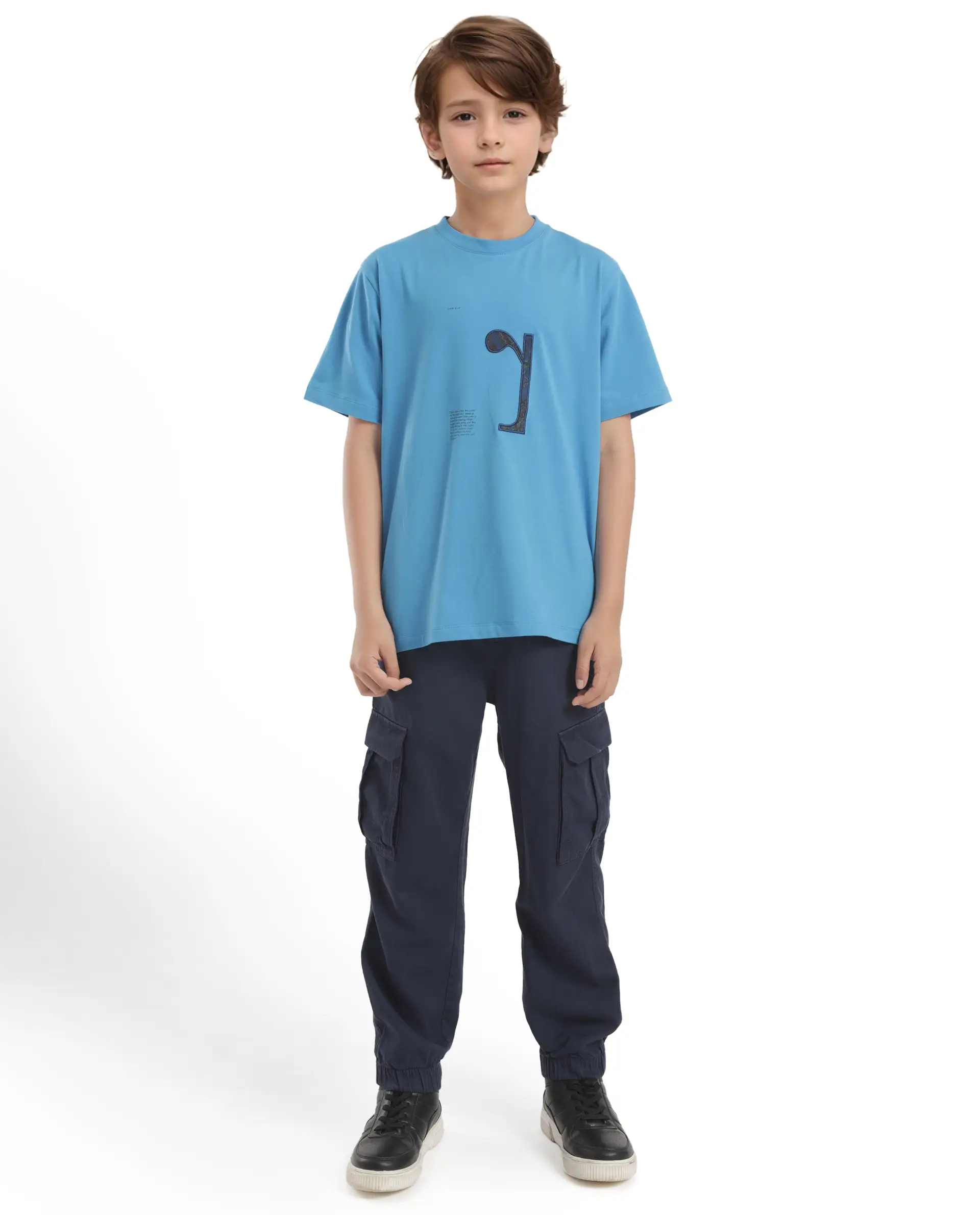 Rare Ones Kids Vel Blue Cotton Blend Half Sleeves Crew Neck Embroidered Print T-Shirt - Image 4