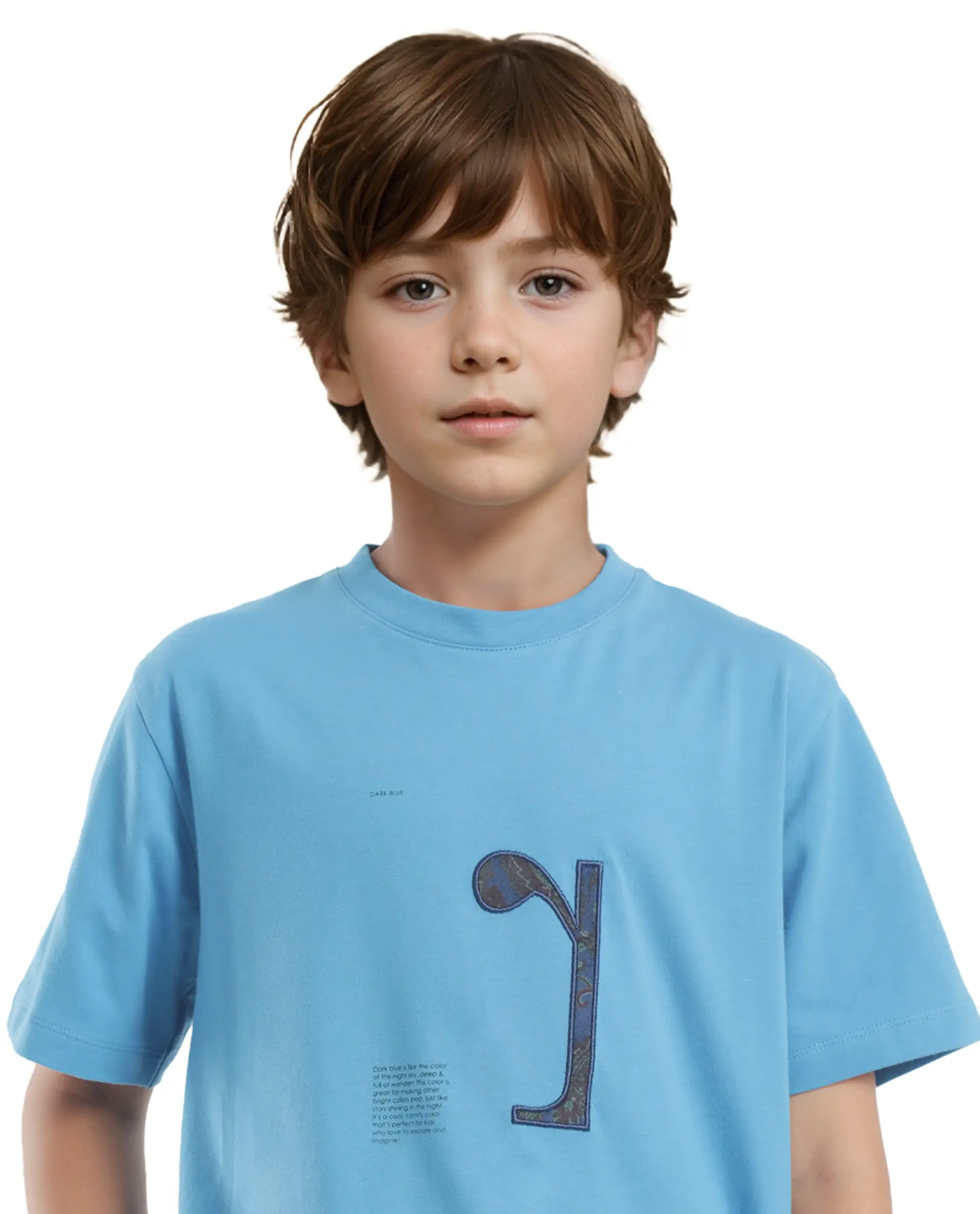 Rare Ones Kids Vel Blue Cotton Blend Half Sleeves Crew Neck Embroidered Print T-Shirt - Image 6