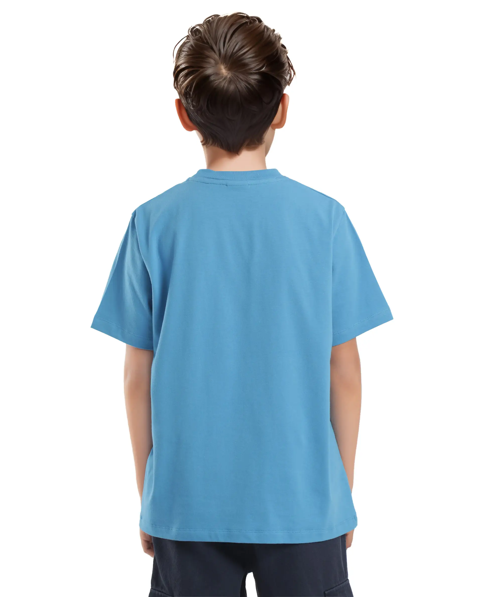 Rare Ones Kids Vel Blue Cotton Blend Half Sleeves Crew Neck Embroidered Print T-Shirt - Image 9