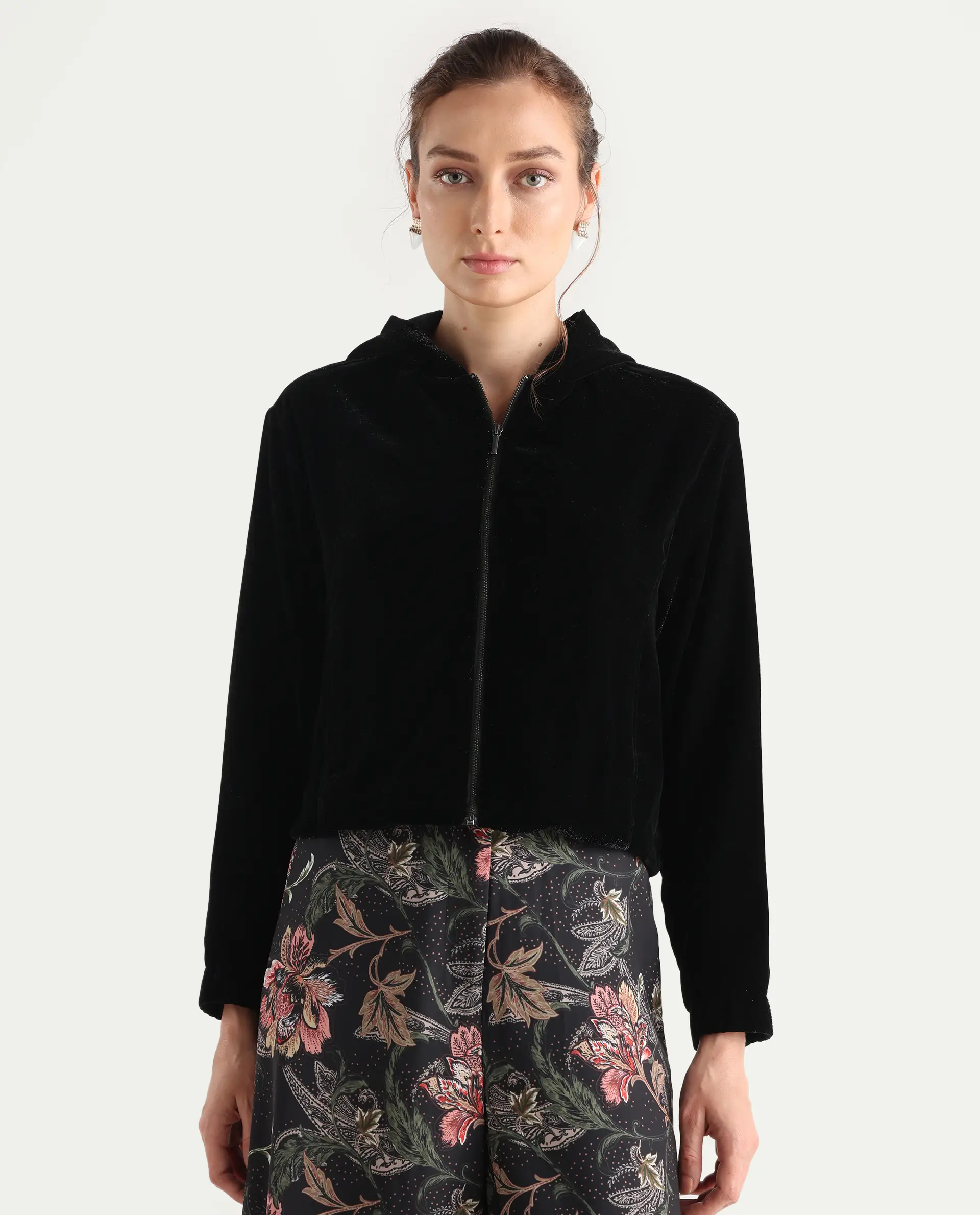 Rareism Women's Velbom-T Black Polyester Spread Collar Regular Fit Jacket - Image 5