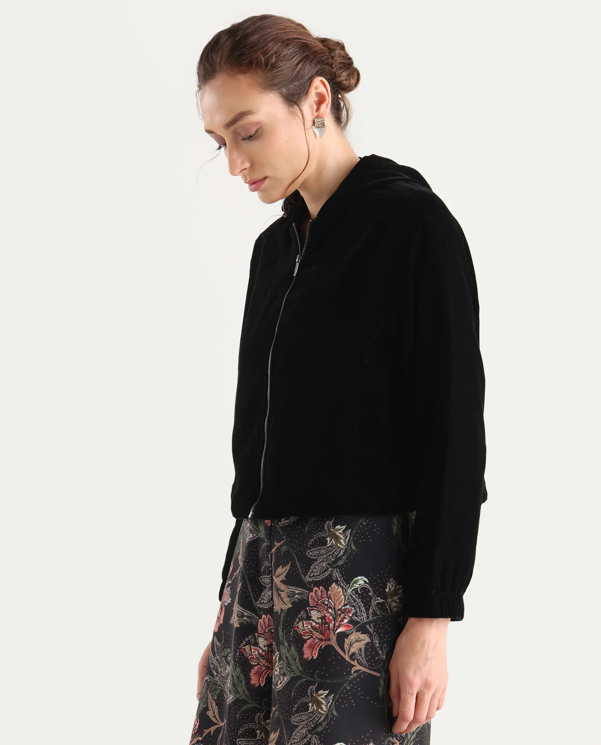 Rareism Women's Velbom-T Black Polyester Spread Collar Regular Fit Jacket - Image 7