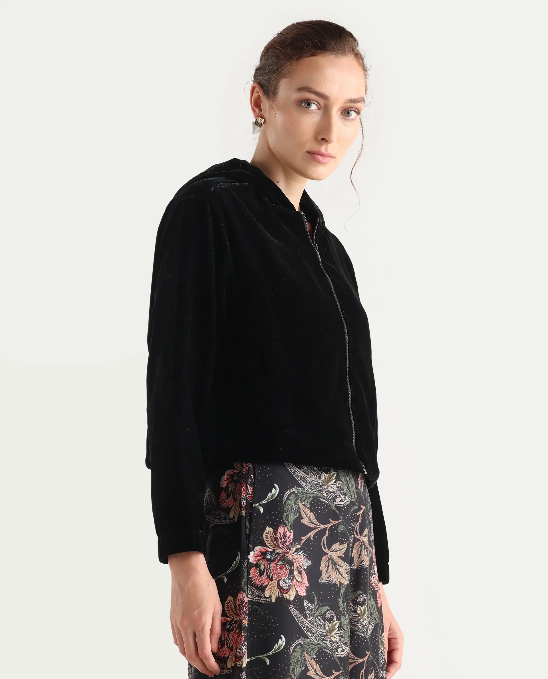Rareism Women's Velbom-T Black Polyester Spread Collar Regular Fit Jacket - Image 8