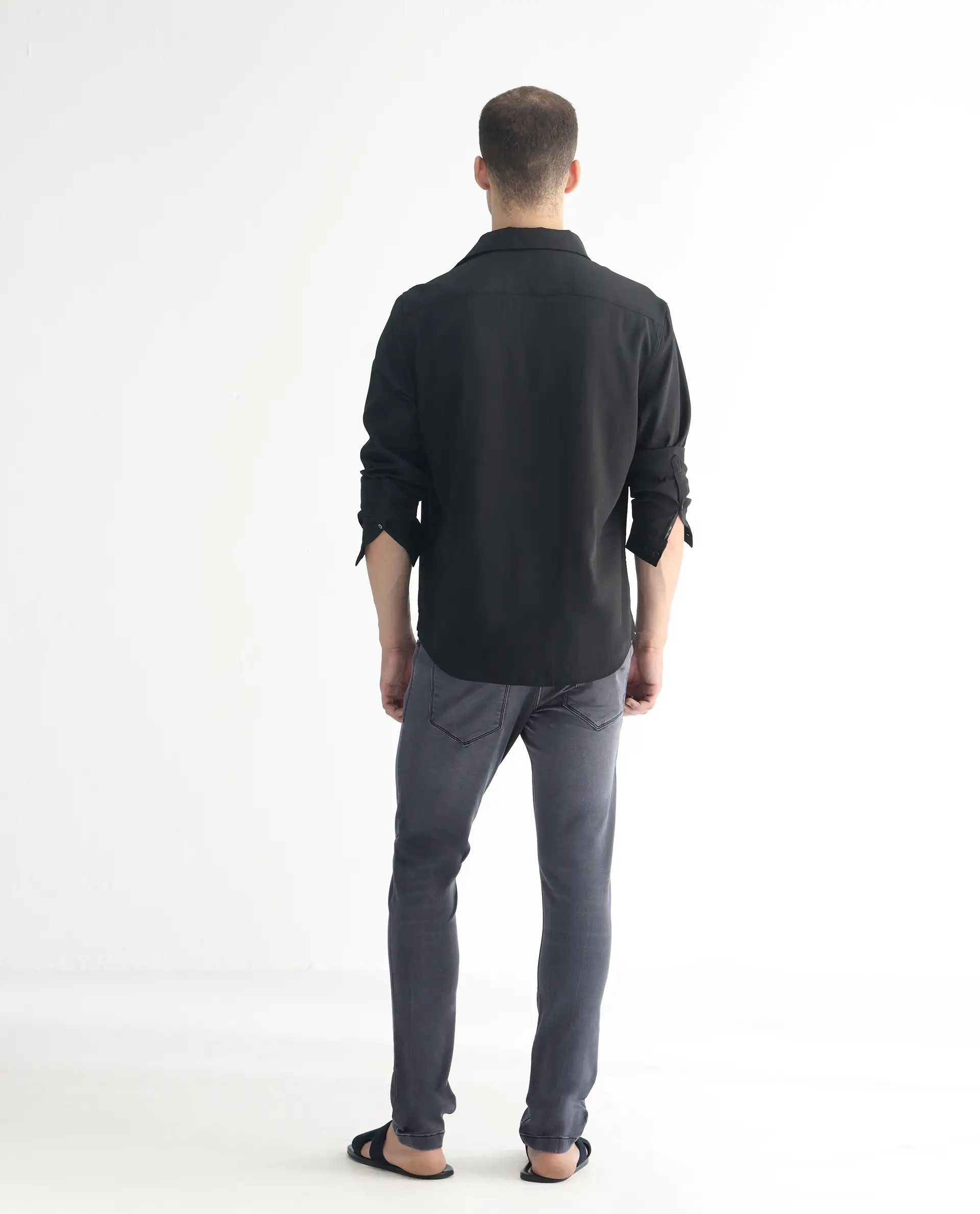 Rare Rabbit Men's Velles Dark Grey Cotton Plain Hawk Slim Fit Jeans - Image 9
