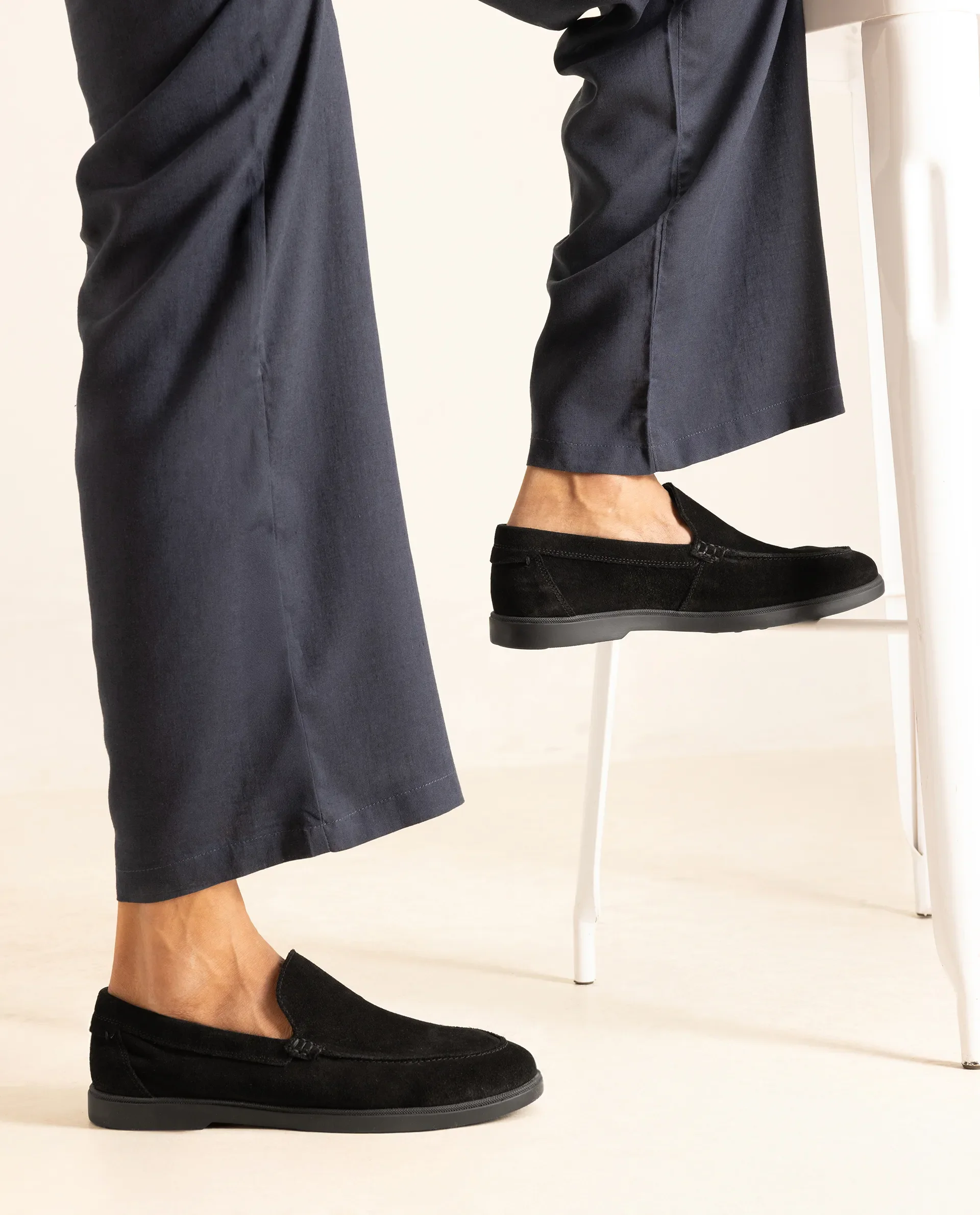 Rare Rabbit Men Velour Black Suede Leather Slip-On Closure Loafer - Image 2