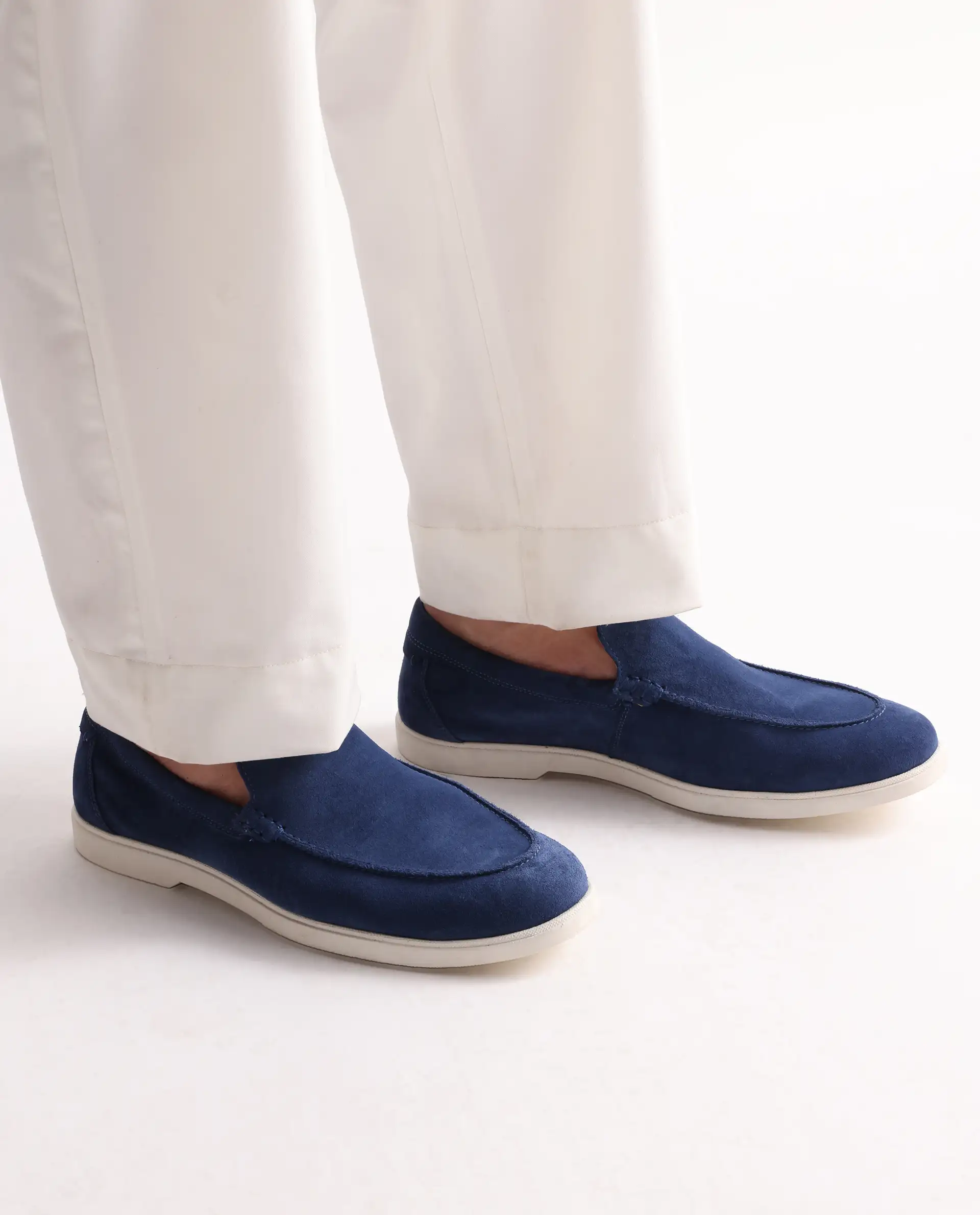 Rare Rabbit Men Velour Cobalt Blue Suede Leather Slip-On Closure Loafer - Image 4