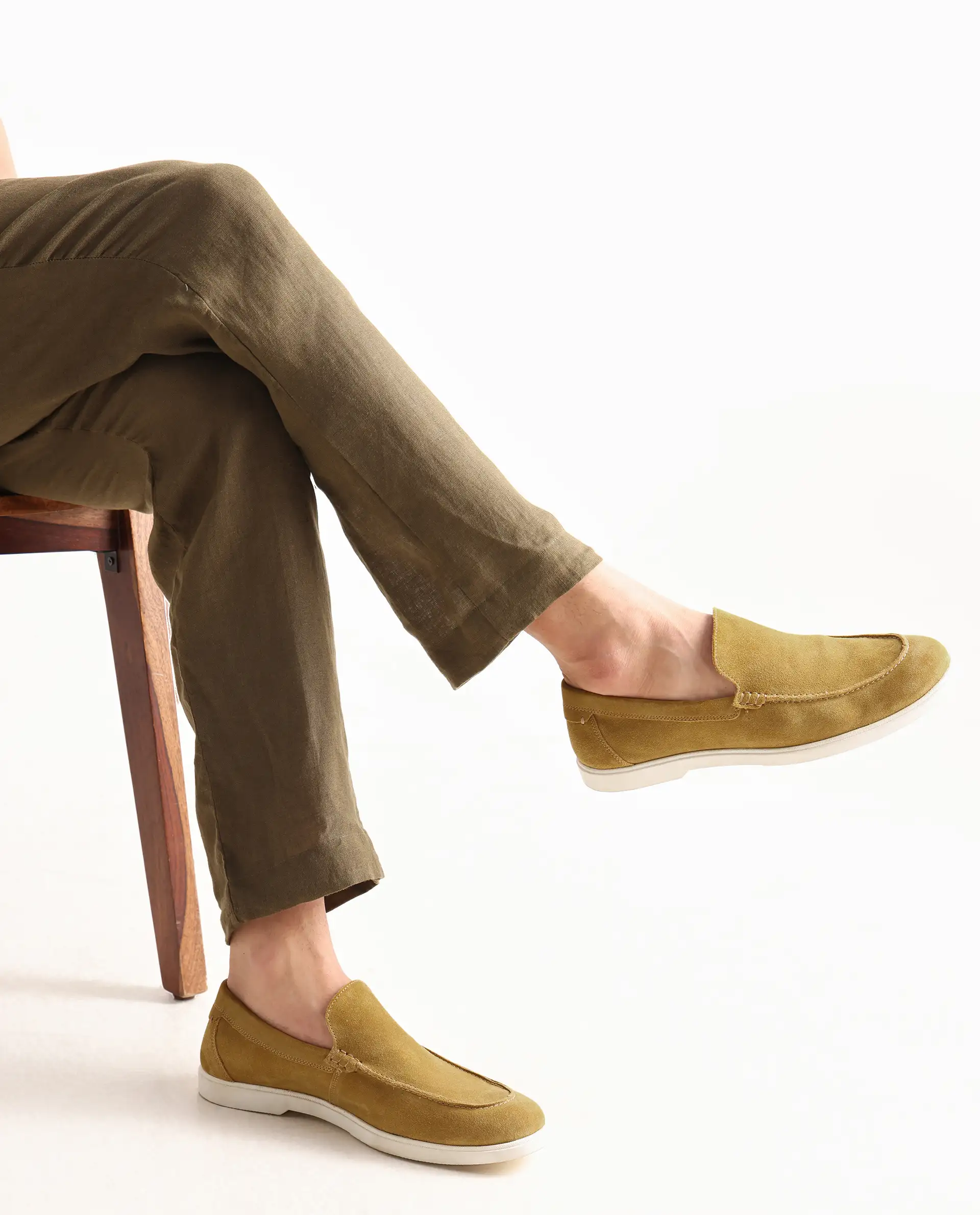 Rare Rabbit Men Velour Mustard Suede Leather Slip-On Closure Loafer - Image 4