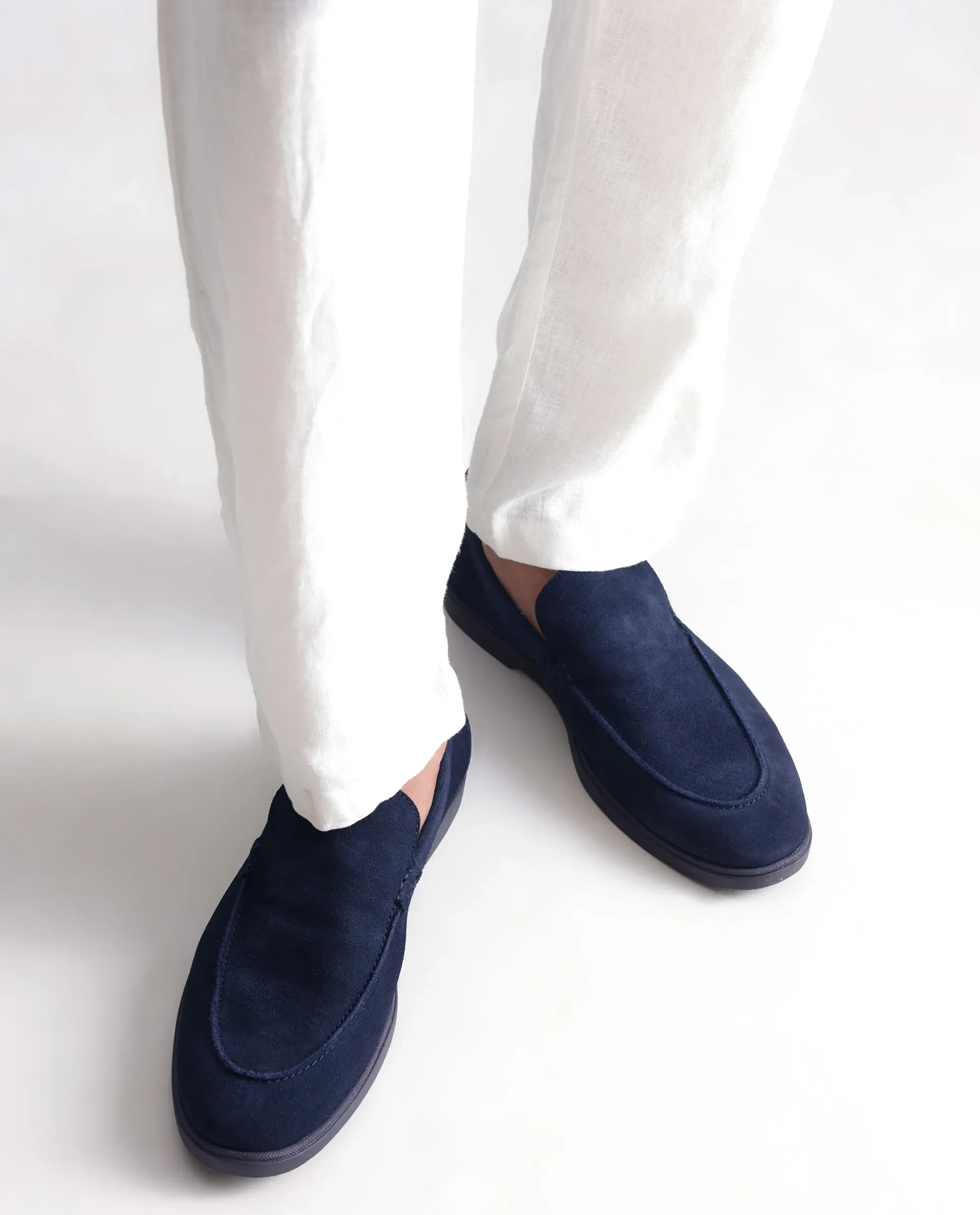 Rare Rabbit Men Velour Navy Suede Leather Slip-On Closure Loafer - Image 4