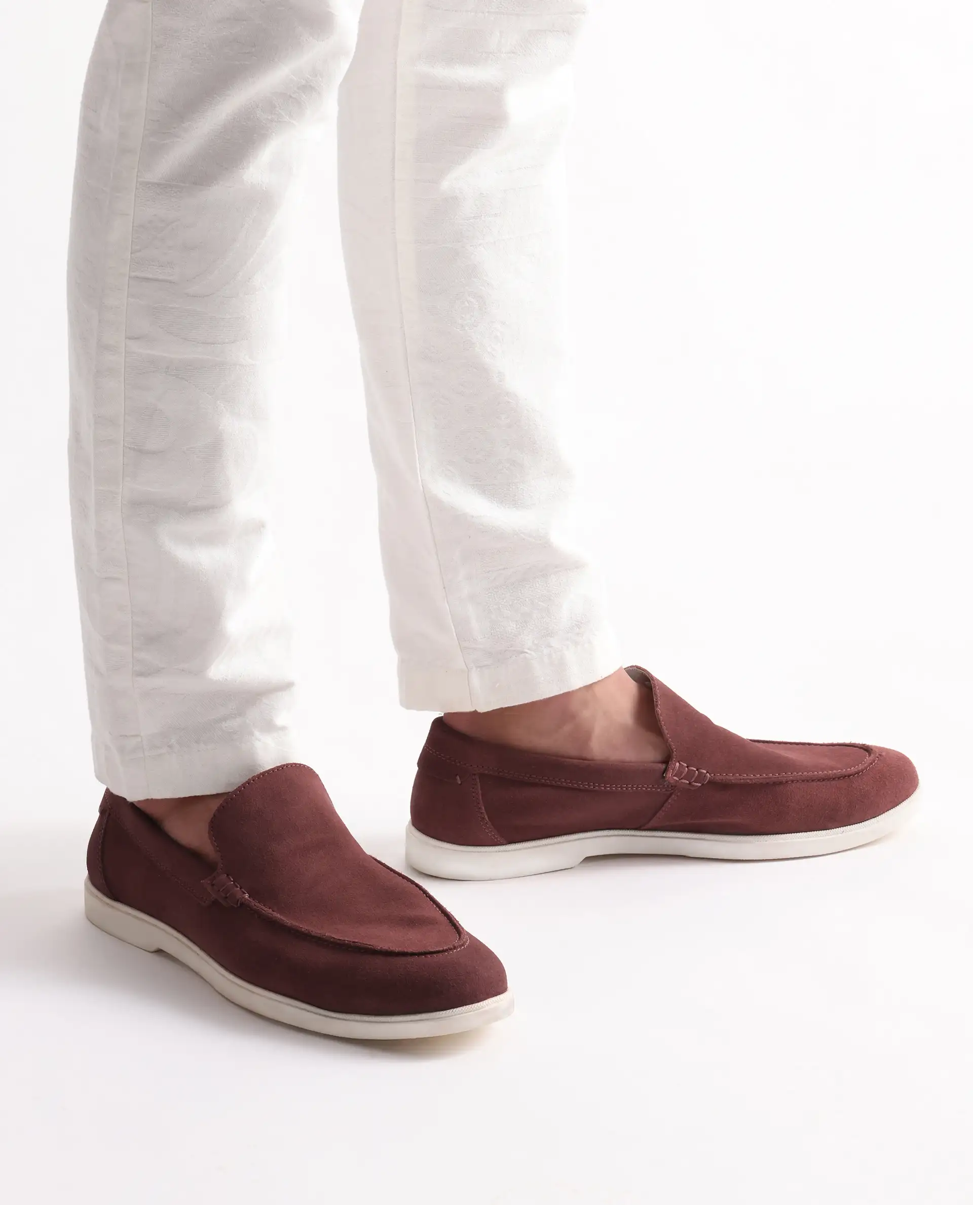 Rare Rabbit Men Velour Rust Suede Leather Slip-On Closure Loafer - Image 4