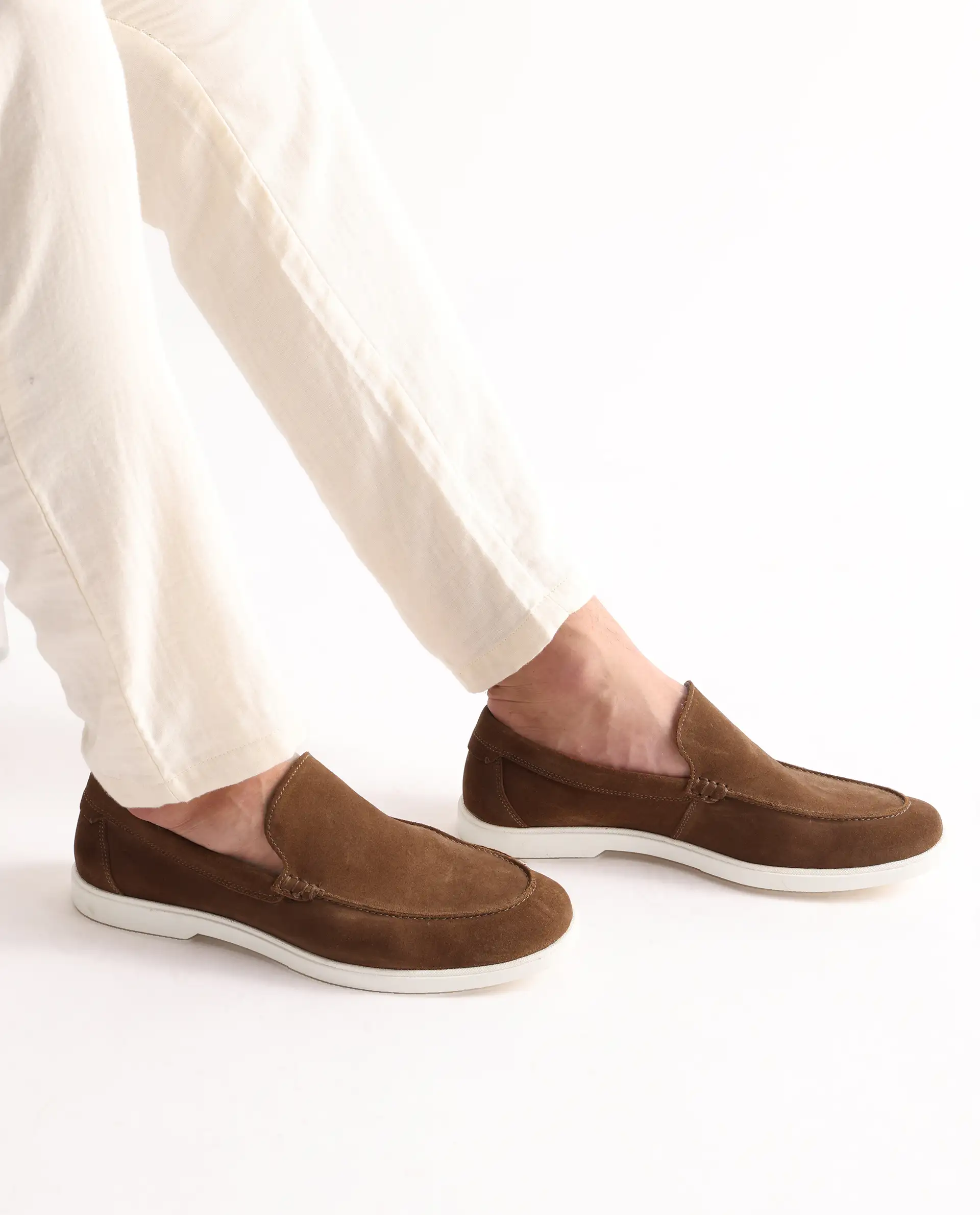 Rare Rabbit Men Velour Tan Suede Leather Slip-On Closure Loafer - Image 4