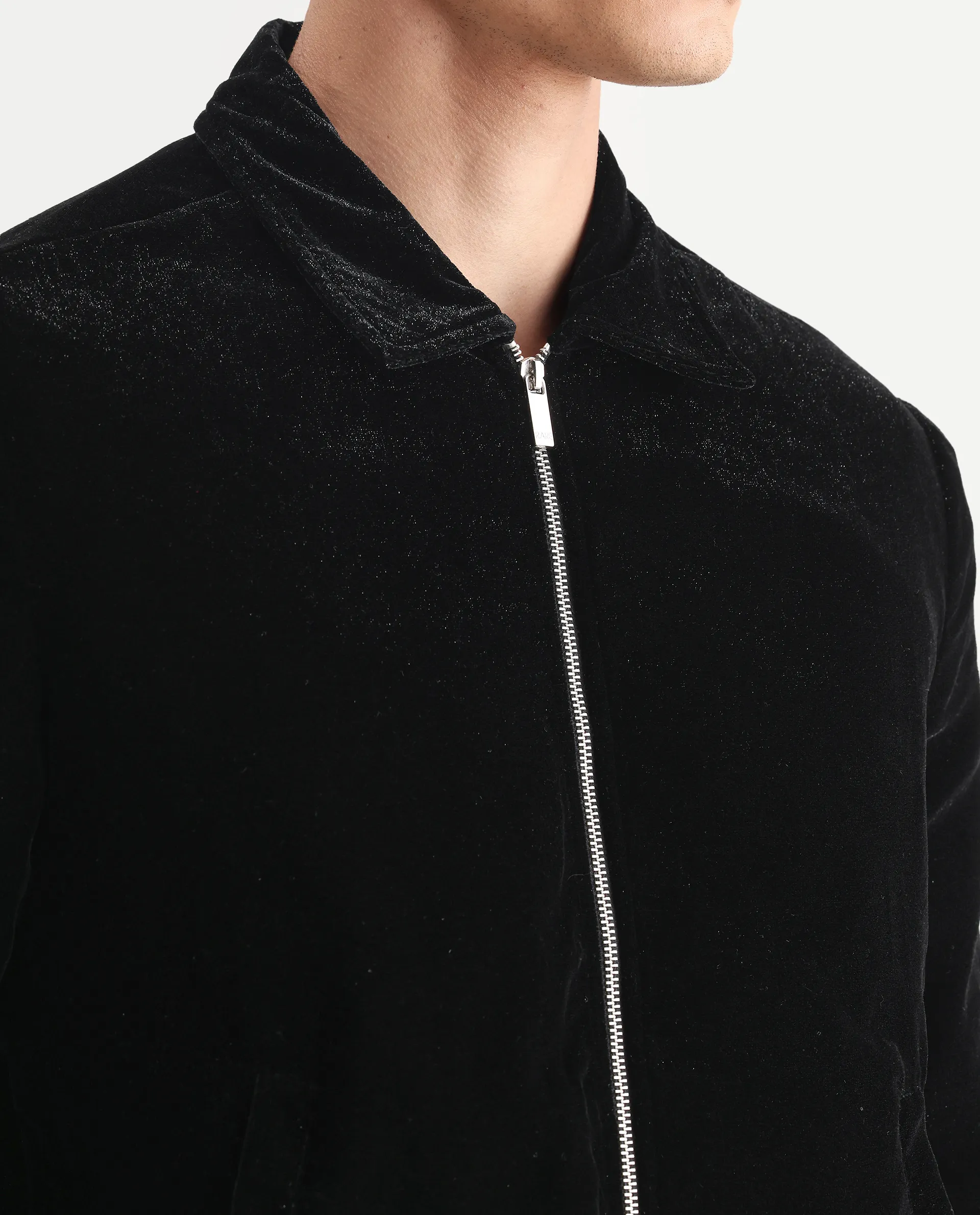 Rare Rabbit Men's Velto Black Polyester Fabric Collared Neck Regular Fit Plain Jacket - Image 3