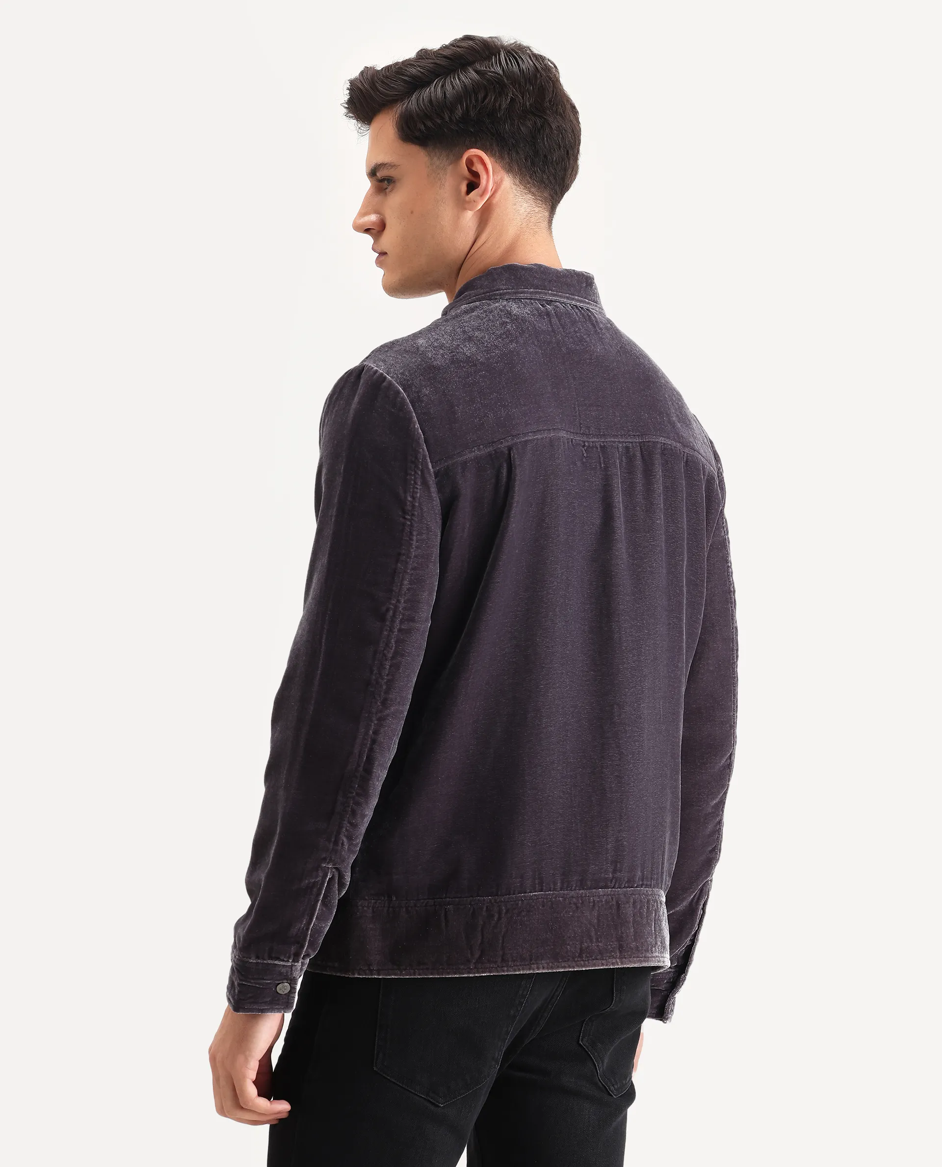 Rare Rabbit Men's Velto Grey Polyester Fabric Collared Neck Regular Fit Plain Jacket - Image 7
