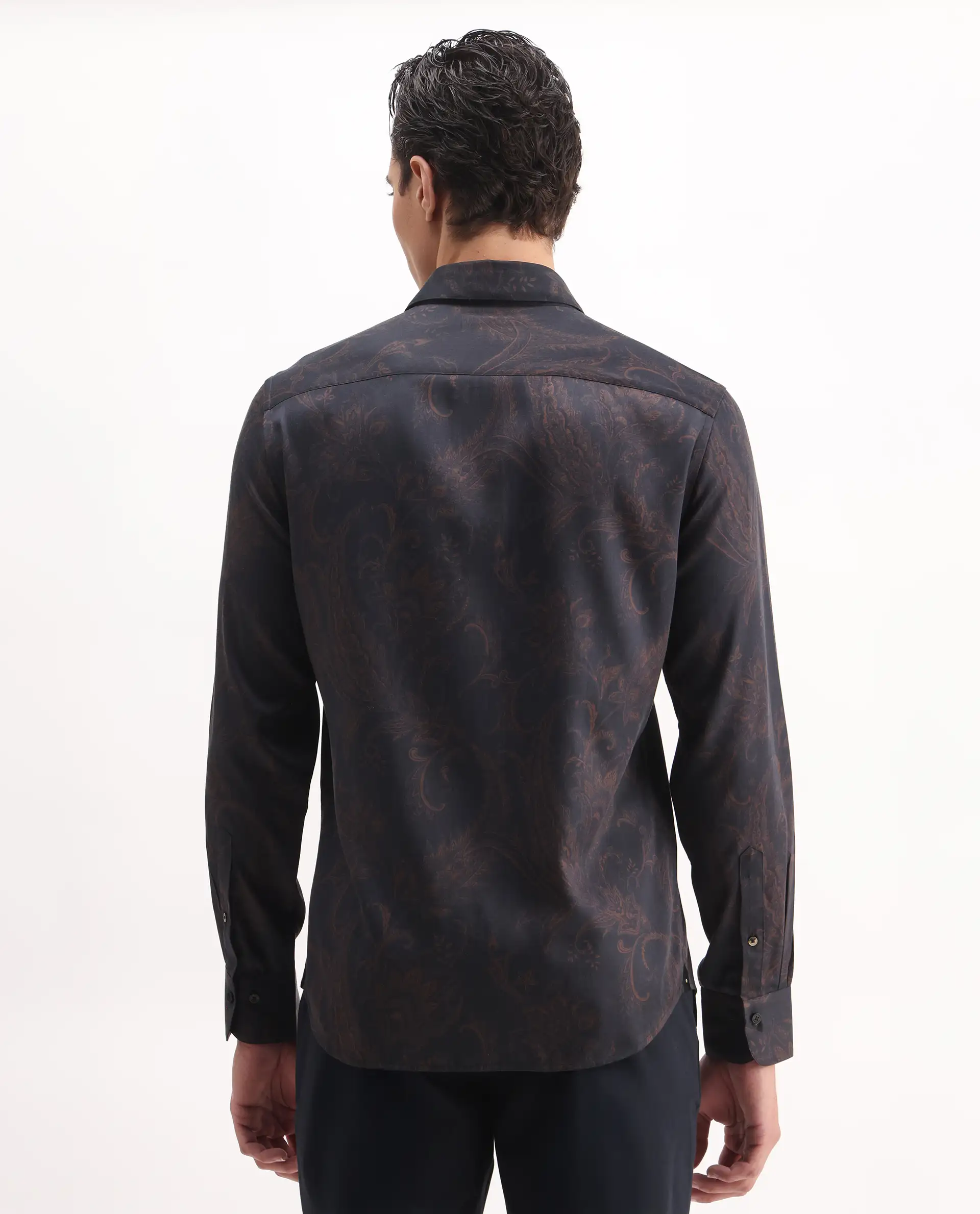 Rare Rabbit Men's Velto Black Cotton Blend Paisley Print Regular Fit Full Sleeve Collared Shirt - Image 8