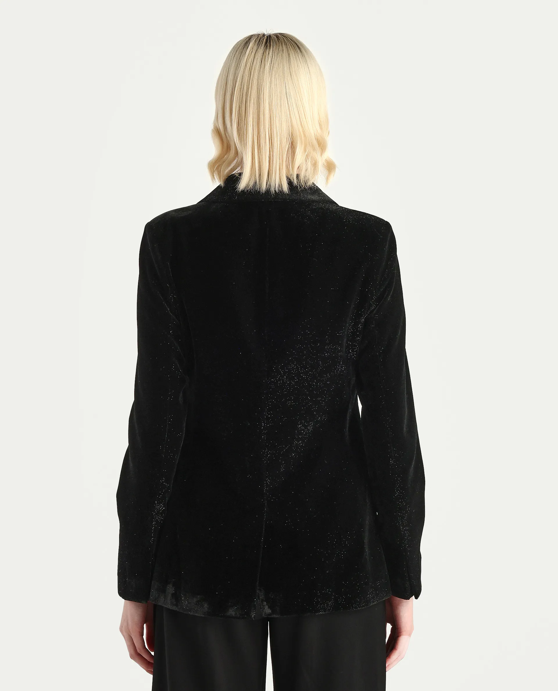 Rareism Women's Velux Black Polyester Lapel Neck Regular Fit Plain Blazer - Image 7