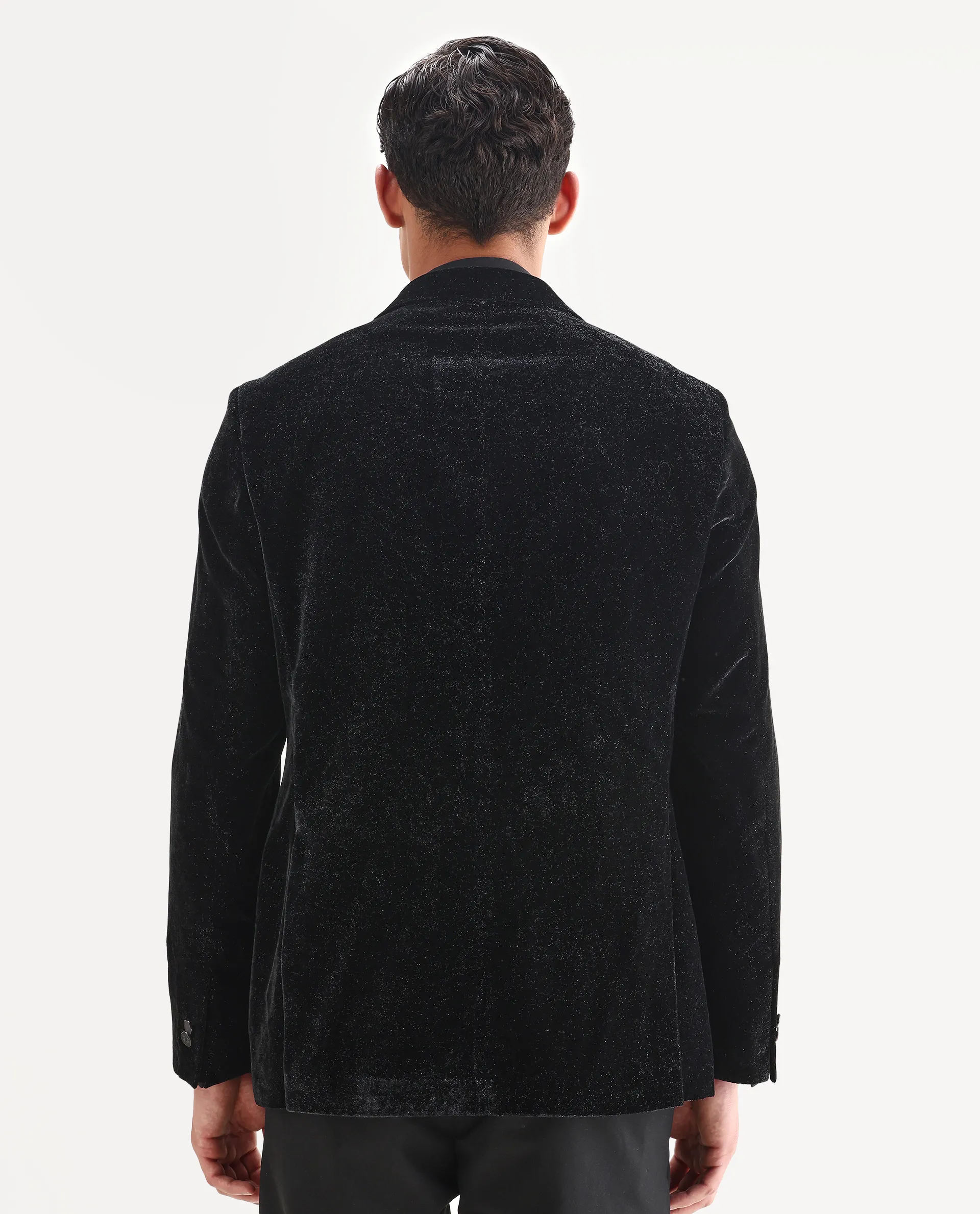 Rare Rabbit Men's Velvi Black Polyester Fabric Full Sleeve Lapel Neck Plain Blazer - Image 8