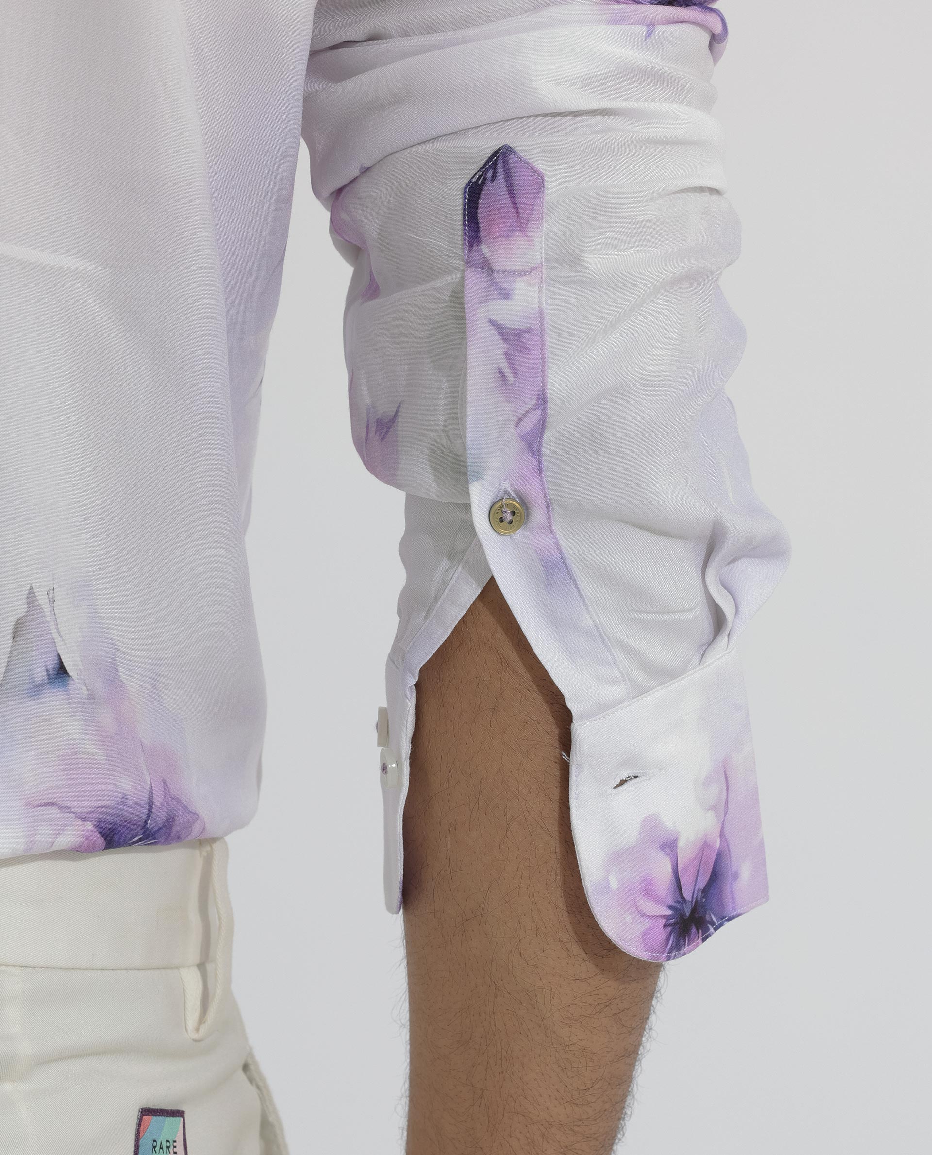 Rare Rabbit Men's Vendar White Viscose Floral Print Regular Fit Full Sleeve Collared Shirt - Image 5