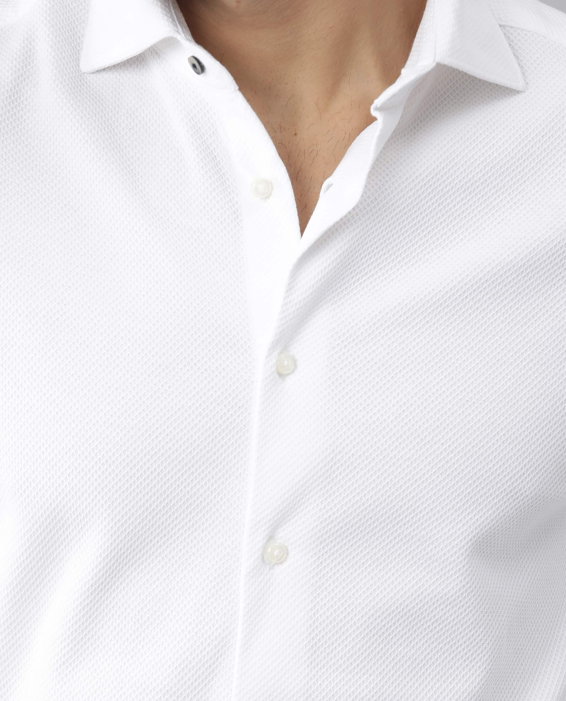 Rare Rabbit Men's Venezya White Cotton Plain Regular Fit Full Sleeve Spread Collar Shirt - Image 4