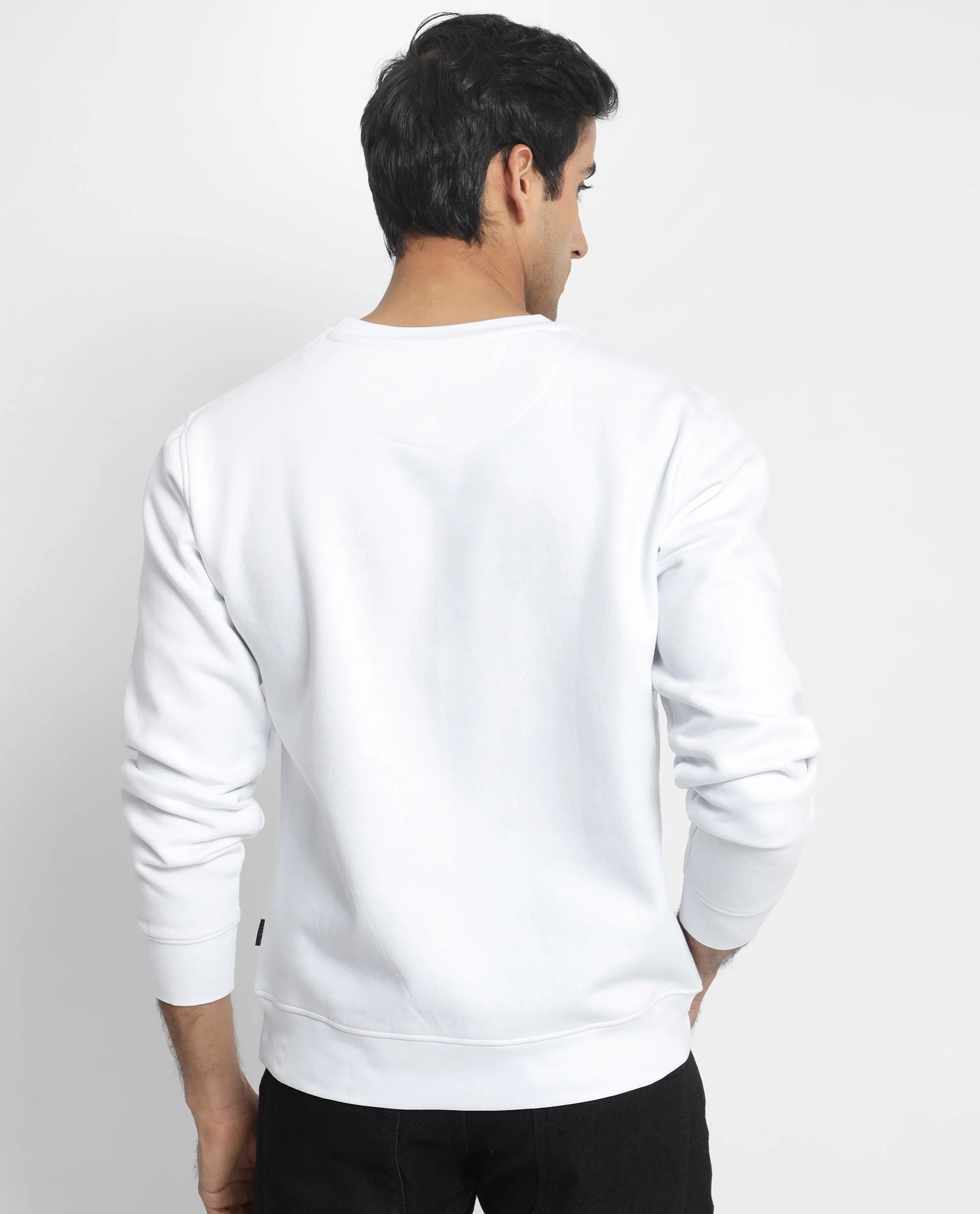 Rare Rabbit Men's Venicee White Cotton Graphic Print Regular Fit Full Sleeve Crew Neck Sweatshirt - Image 8