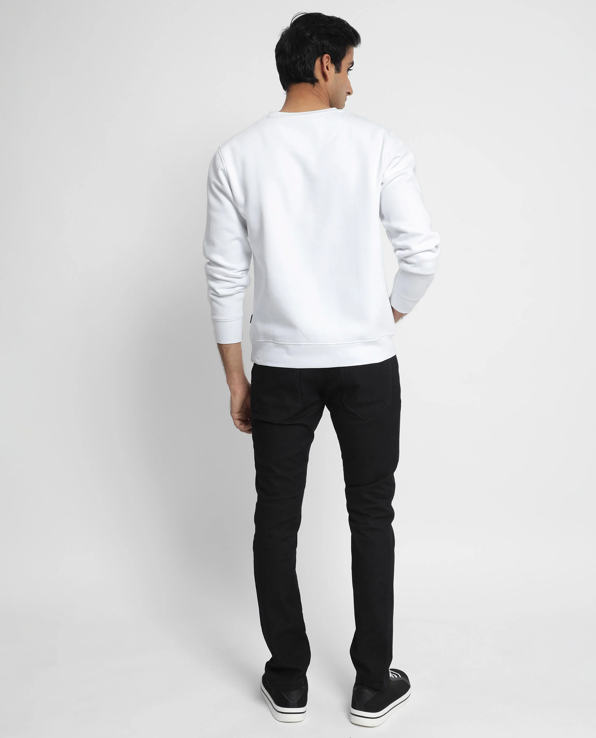 Rare Rabbit Men's Venicee White Cotton Graphic Print Regular Fit Full Sleeve Crew Neck Sweatshirt - Image 9
