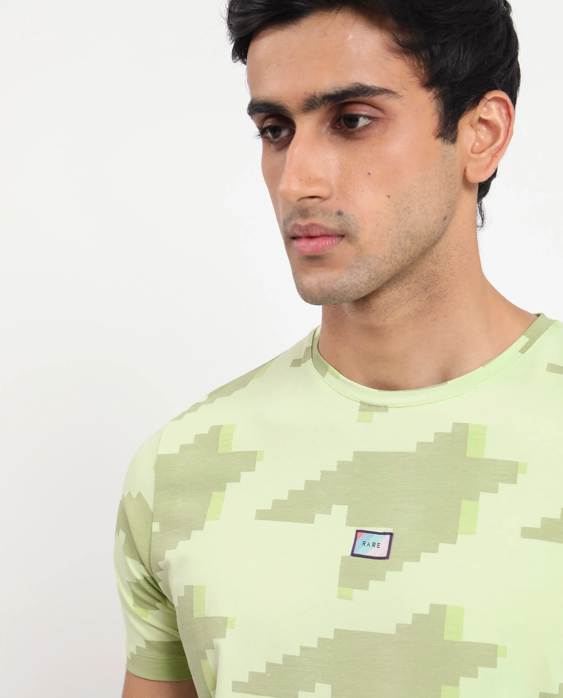 Rare Rabbit Men's Venus Light Green Cotton Graphic Print Slim Fit Half Sleeve Crew Neck T-Shirt - Image 2