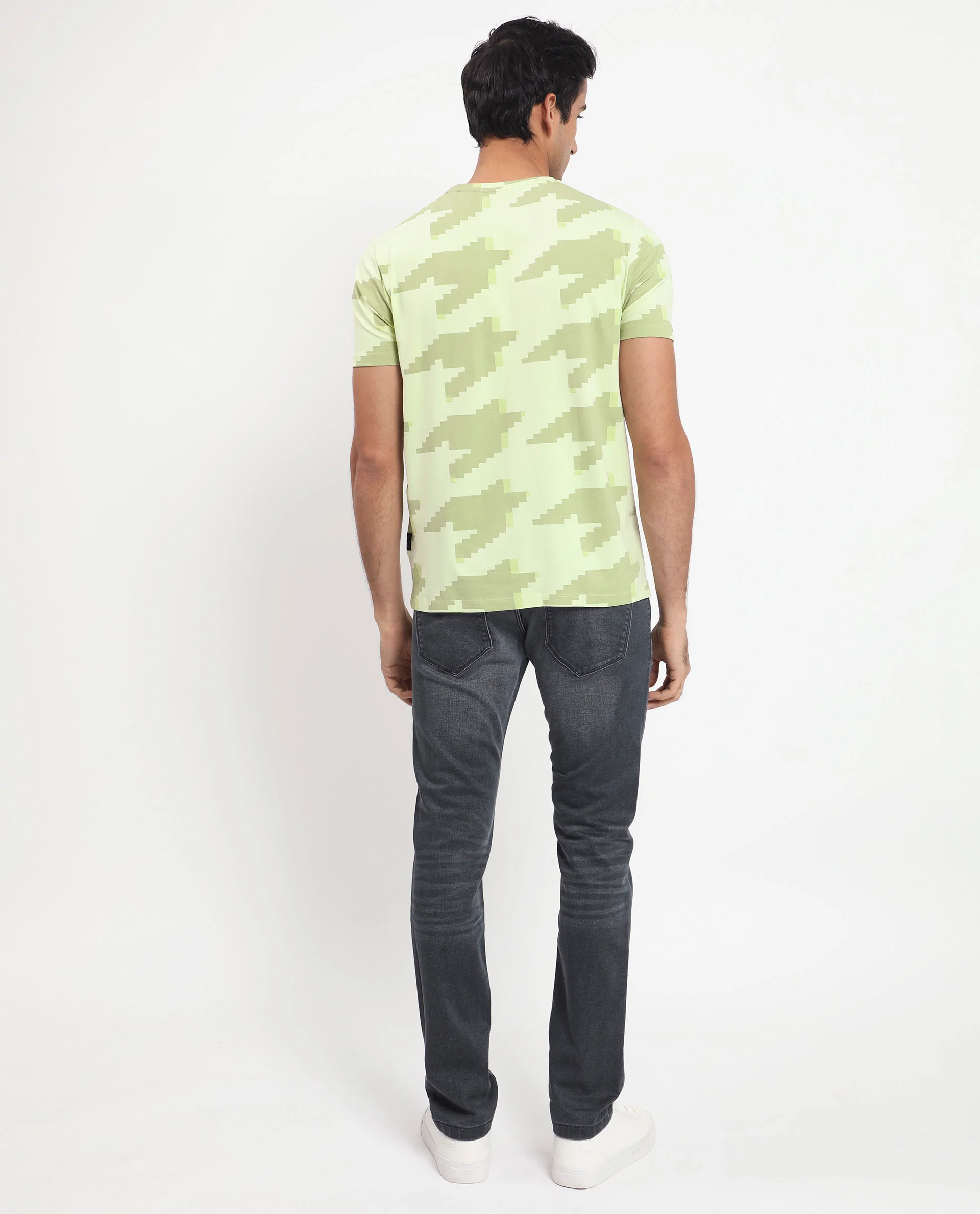 Rare Rabbit Men's Venus Light Green Cotton Graphic Print Slim Fit Half Sleeve Crew Neck T-Shirt - Image 9
