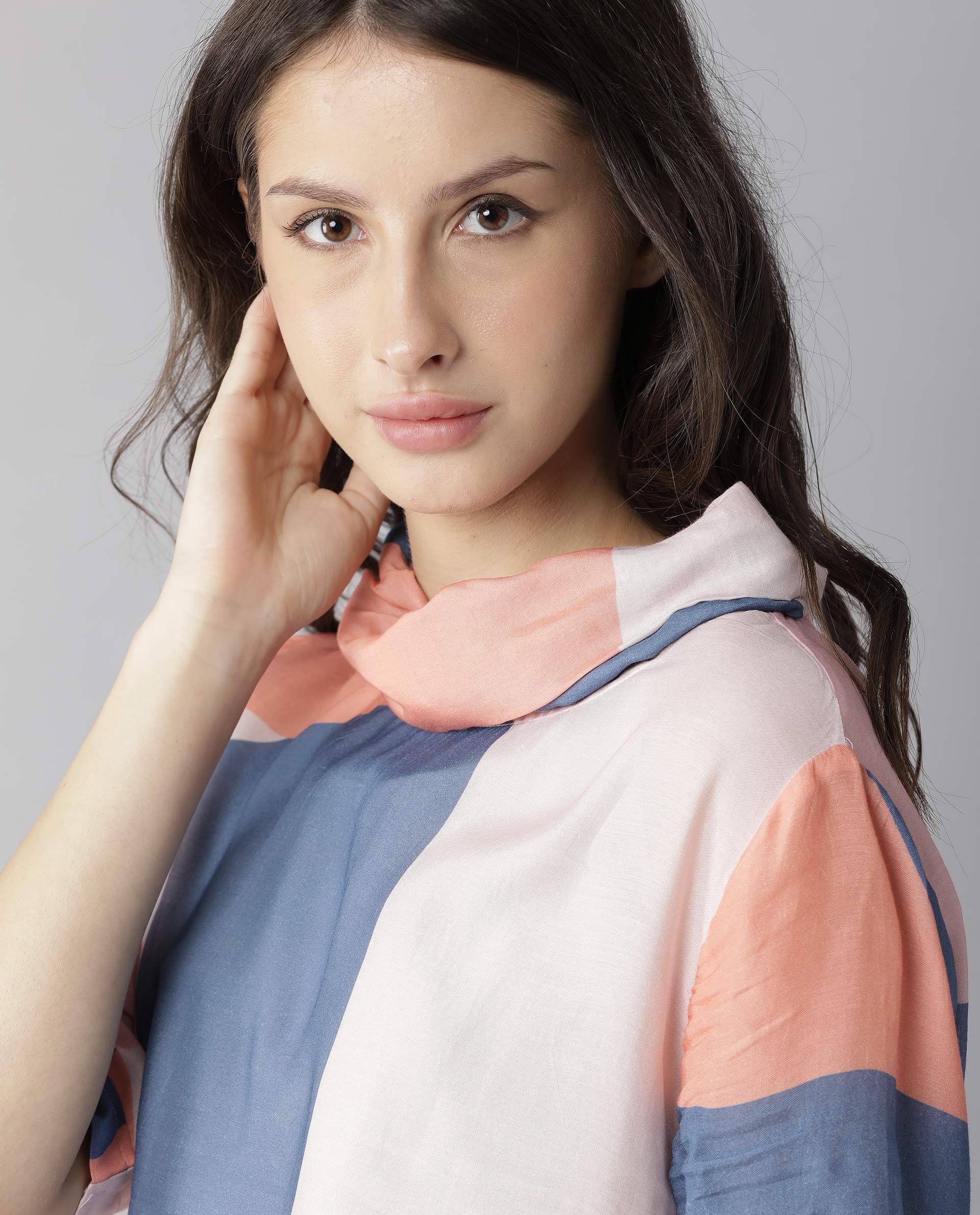 Rareism Women Venus Peach Dress Short Sleeves Printed - Image 3